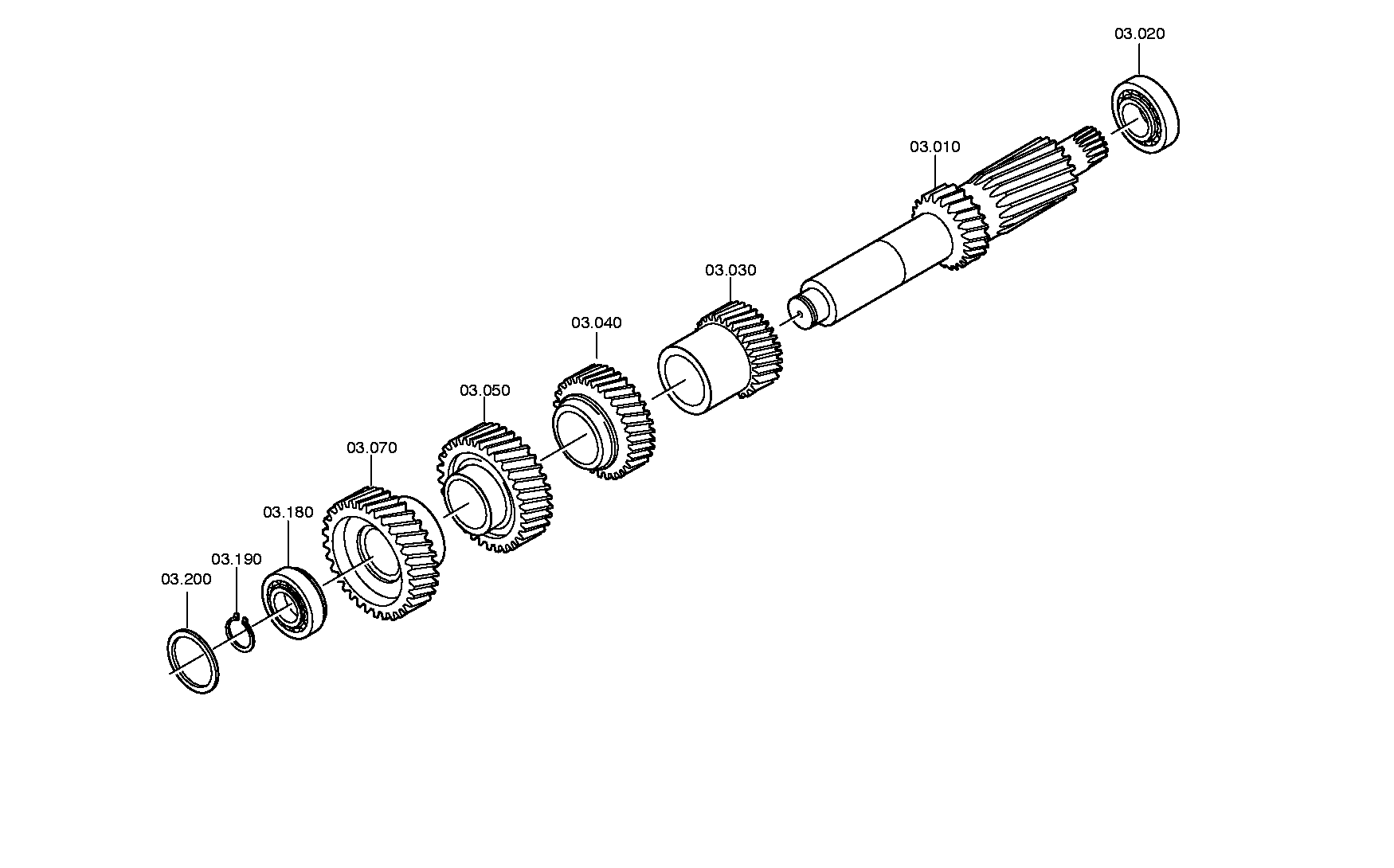 drawing for NISSAN MOTOR CO. 07902576-0 - COUNTERSHAFT (figure 1)