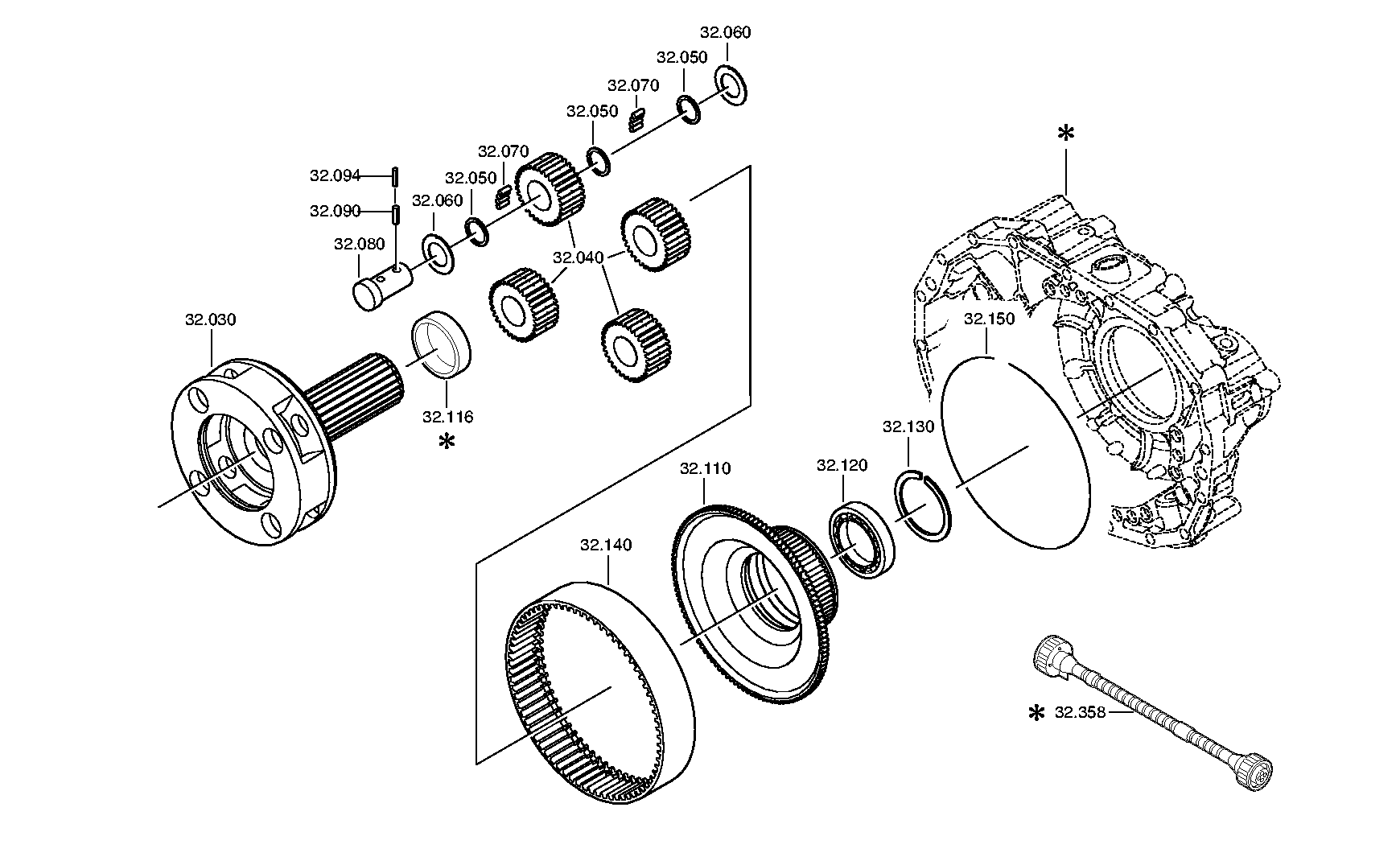 drawing for DAF 1924068 - PLANET GEAR SET (figure 1)