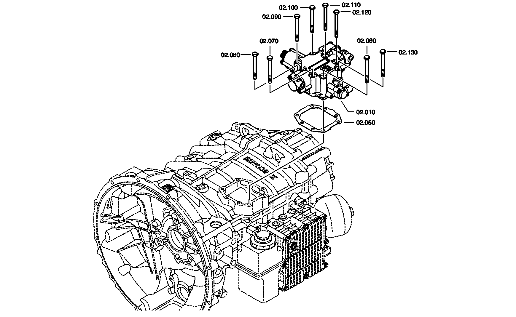 drawing for DAF 1821349 - TRANSMISSION ACTUATOR (figure 1)