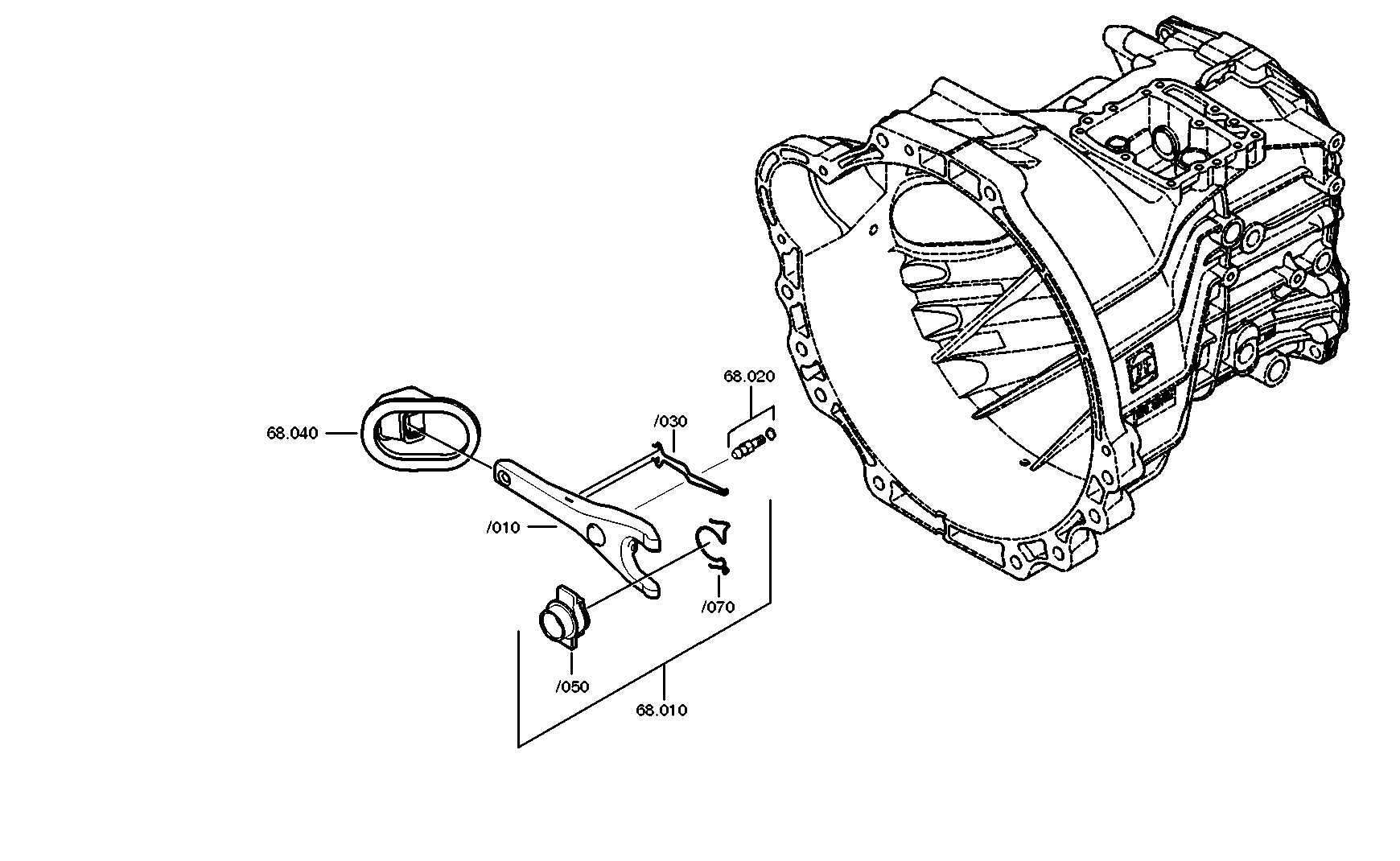 drawing for NISSAN MOTOR CO. 30531VB000 - RELEASE LEVER (figure 1)