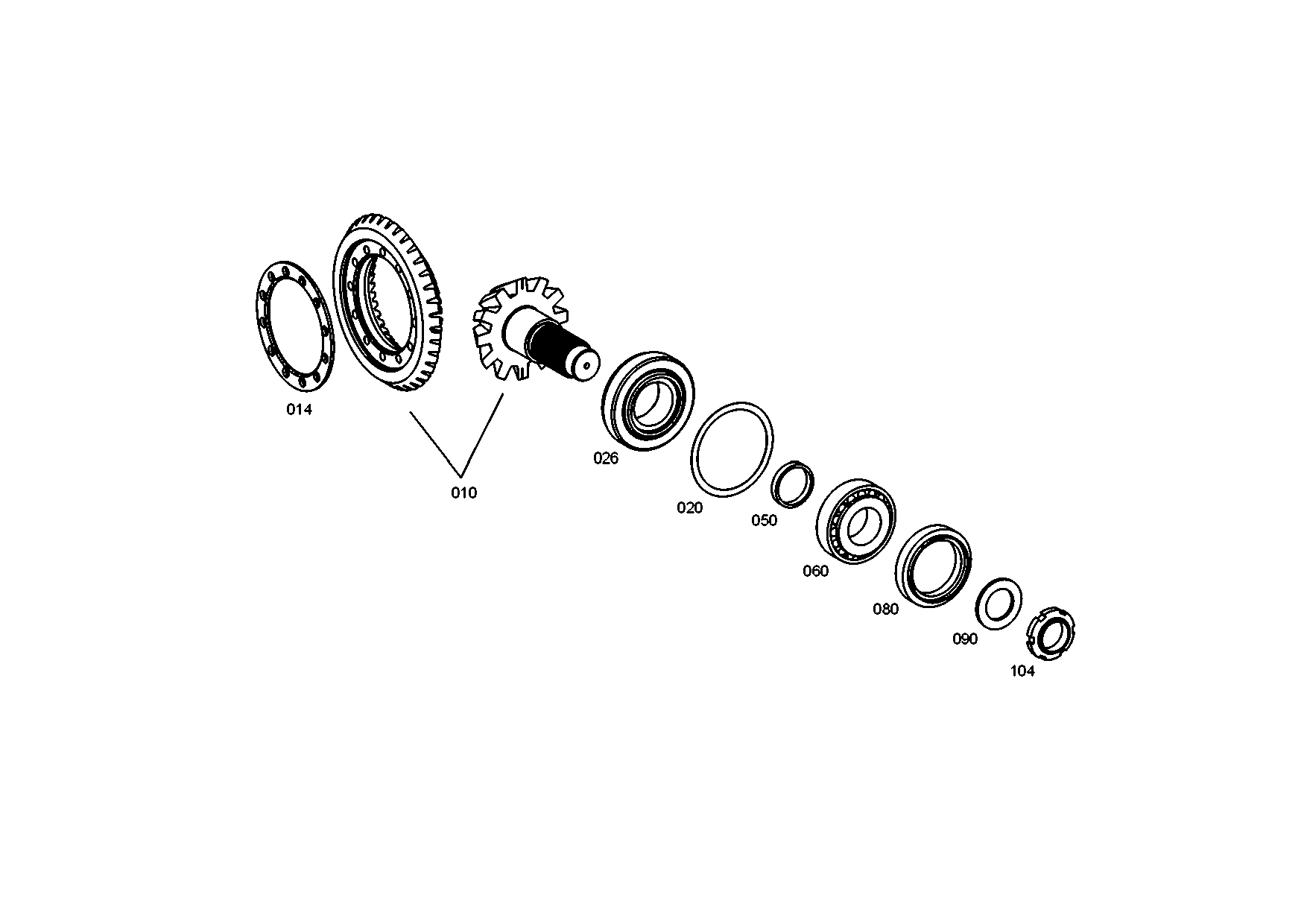 drawing for EVOBUS A0003509639 - BEVEL GEAR SET (figure 1)