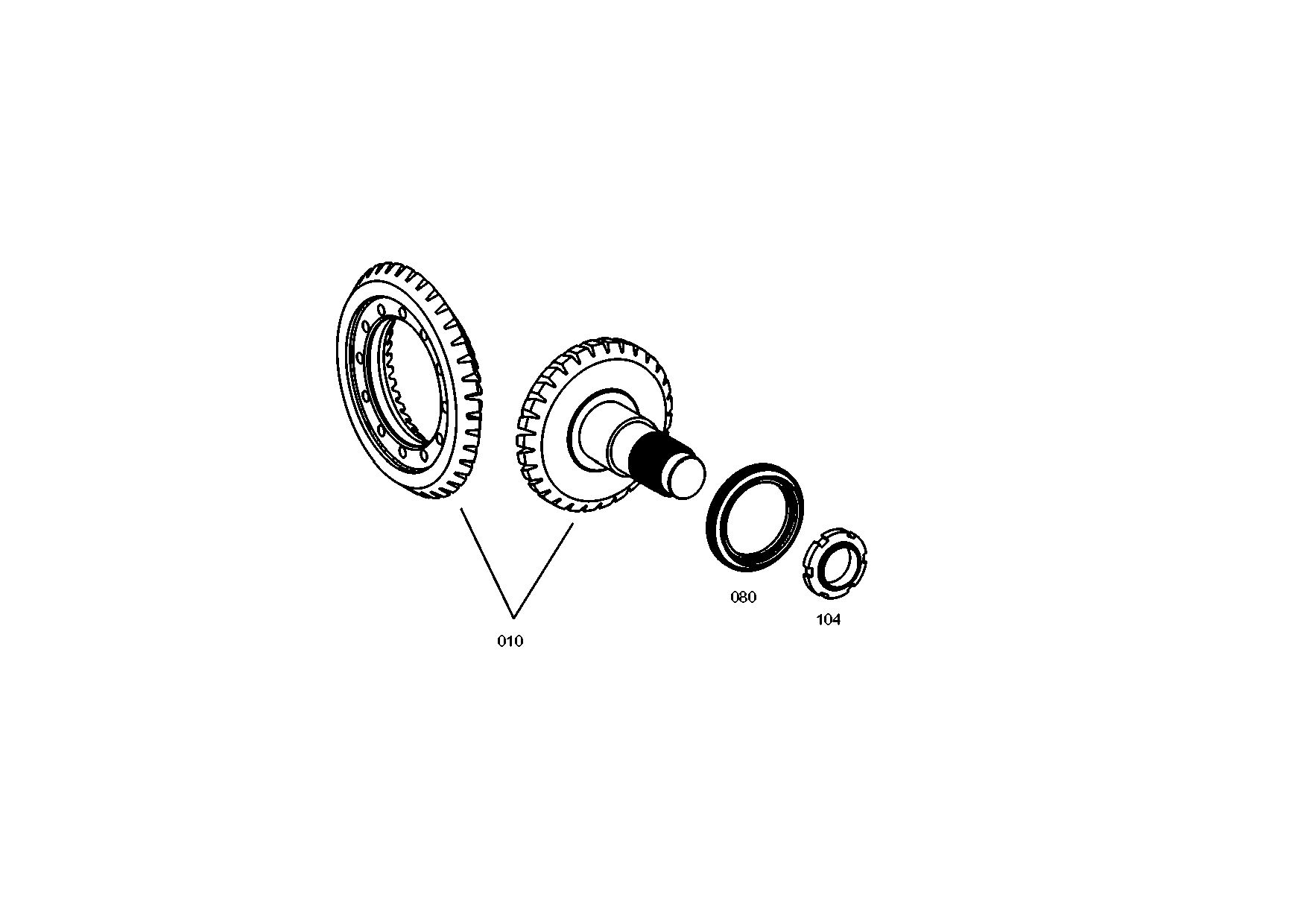 drawing for EVOBUS A0003509639 - BEVEL GEAR SET (figure 3)