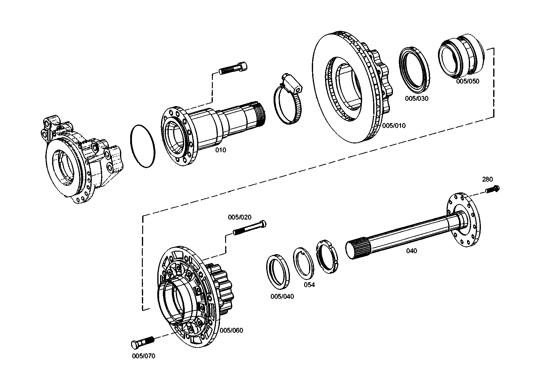 drawing for MAN 36.35502-0001 - FLANGE SHAFT (figure 1)