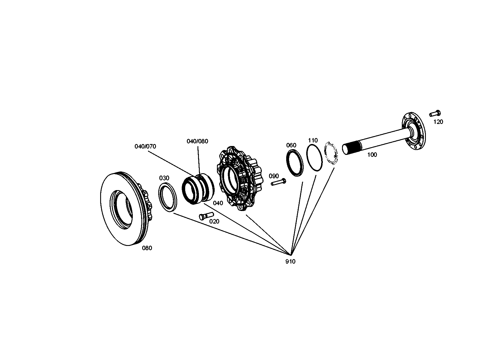 drawing for EVOBUS A0003531335 - FLANGE SHAFT (figure 1)