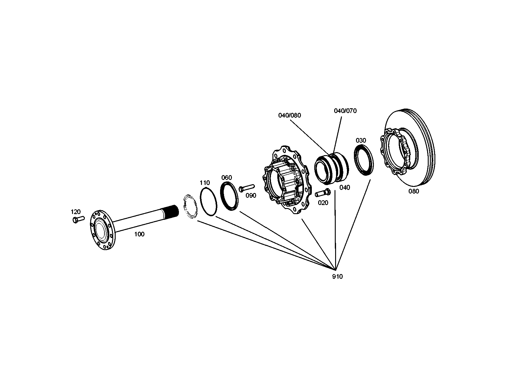 drawing for EVOBUS A0003531335 - FLANGE SHAFT (figure 2)