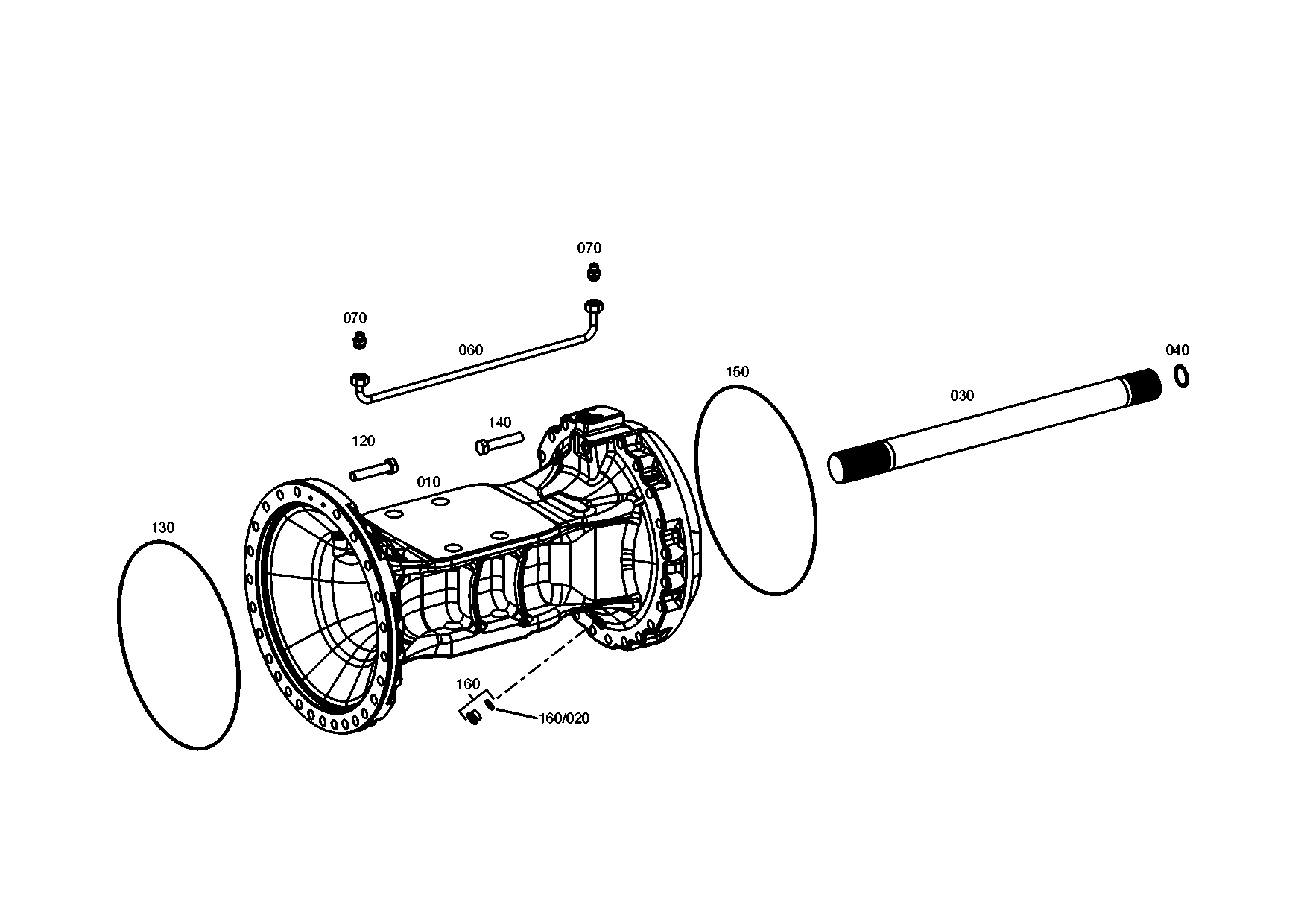 drawing for JOHN DEERE T300440 - AXLE CASING (figure 1)