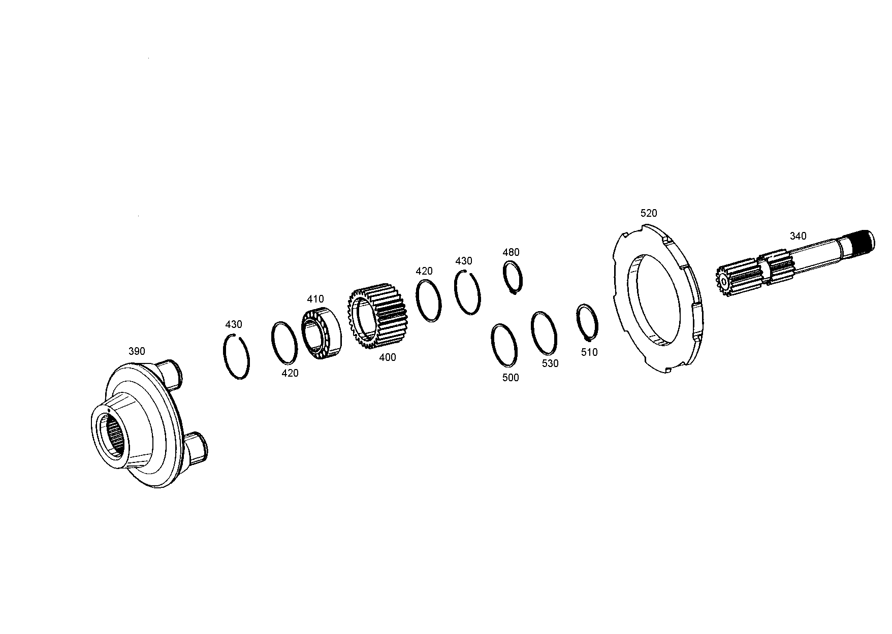 drawing for CUKUROVA T154952 - SUN GEAR SHAFT (figure 1)
