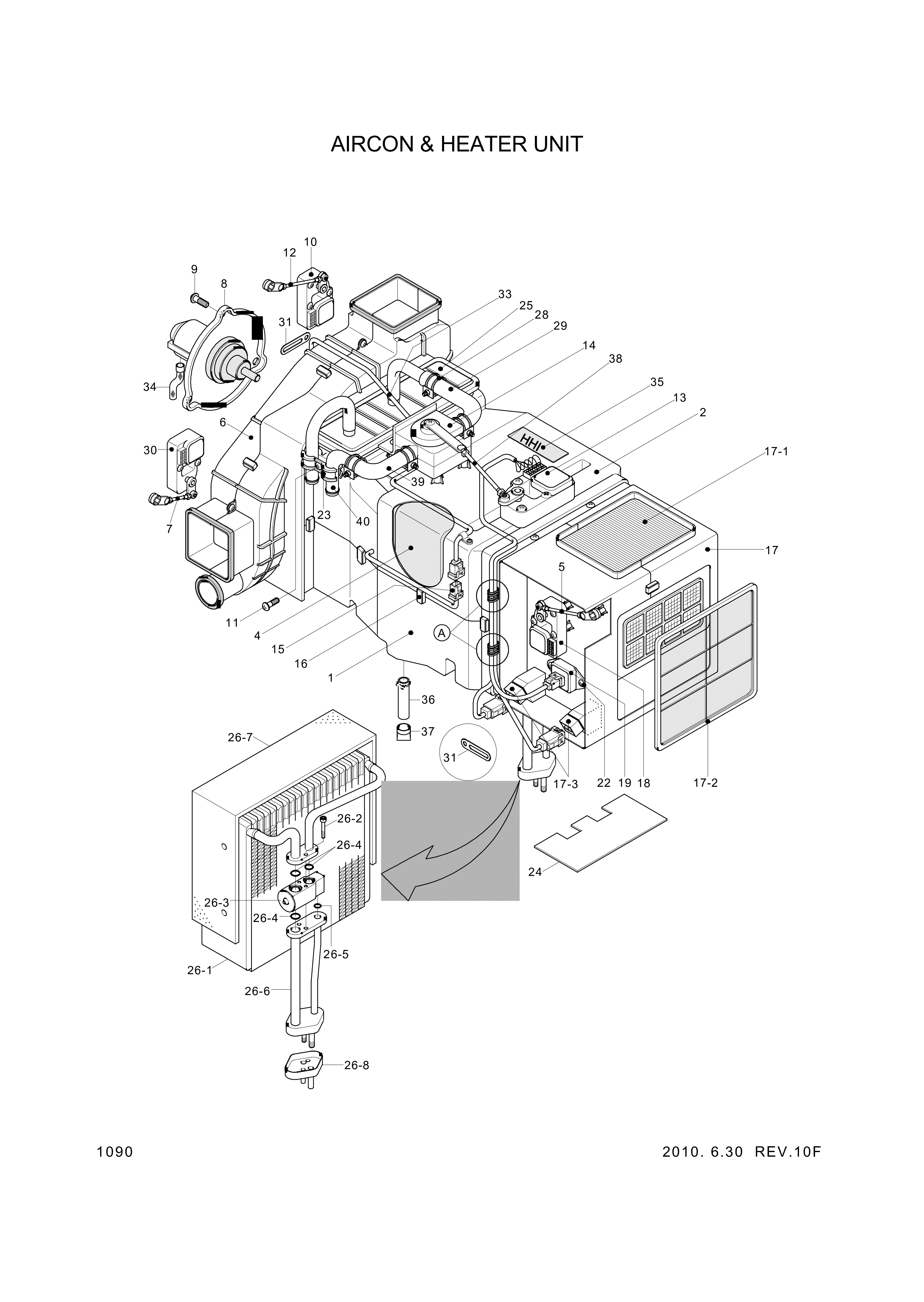 drawing for Hyundai Construction Equipment 11N6-90780 - CORE-HEATER (figure 5)