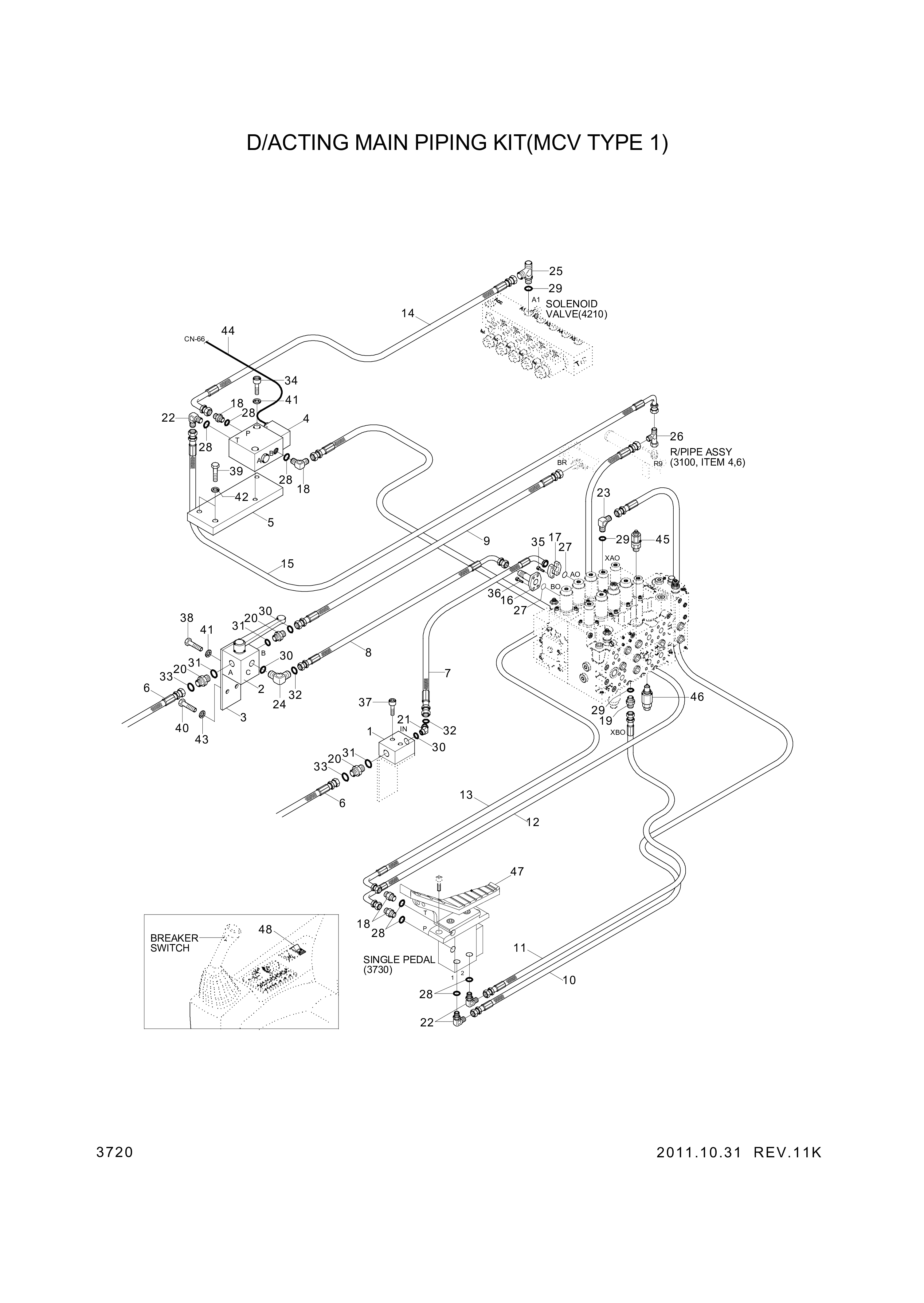 drawing for Hyundai Construction Equipment P973-207334 - HOSE ASSY-ORFS&FLG