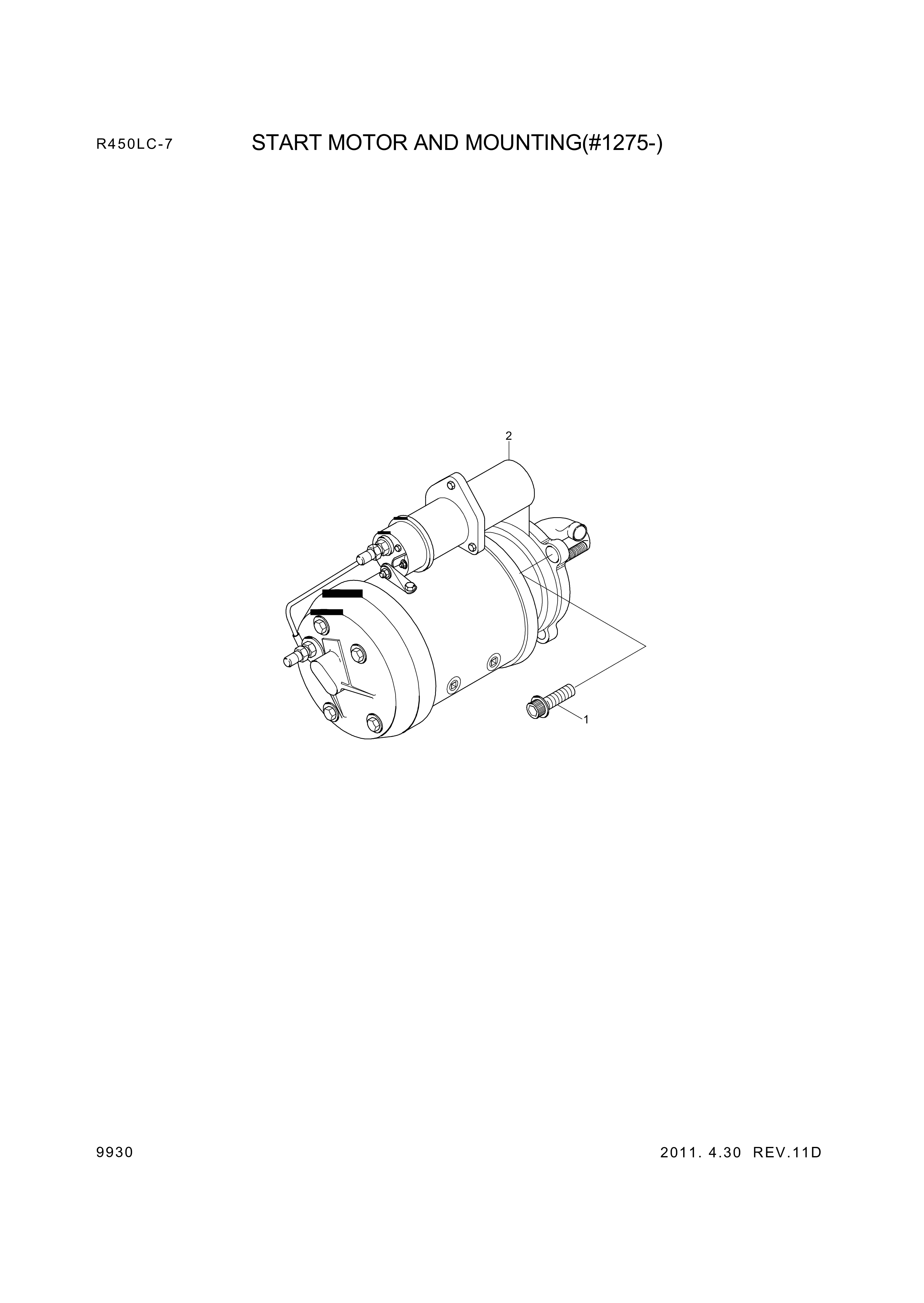 drawing for Hyundai Construction Equipment YUBP-04869 - MOTOR ASSY-START (figure 1)