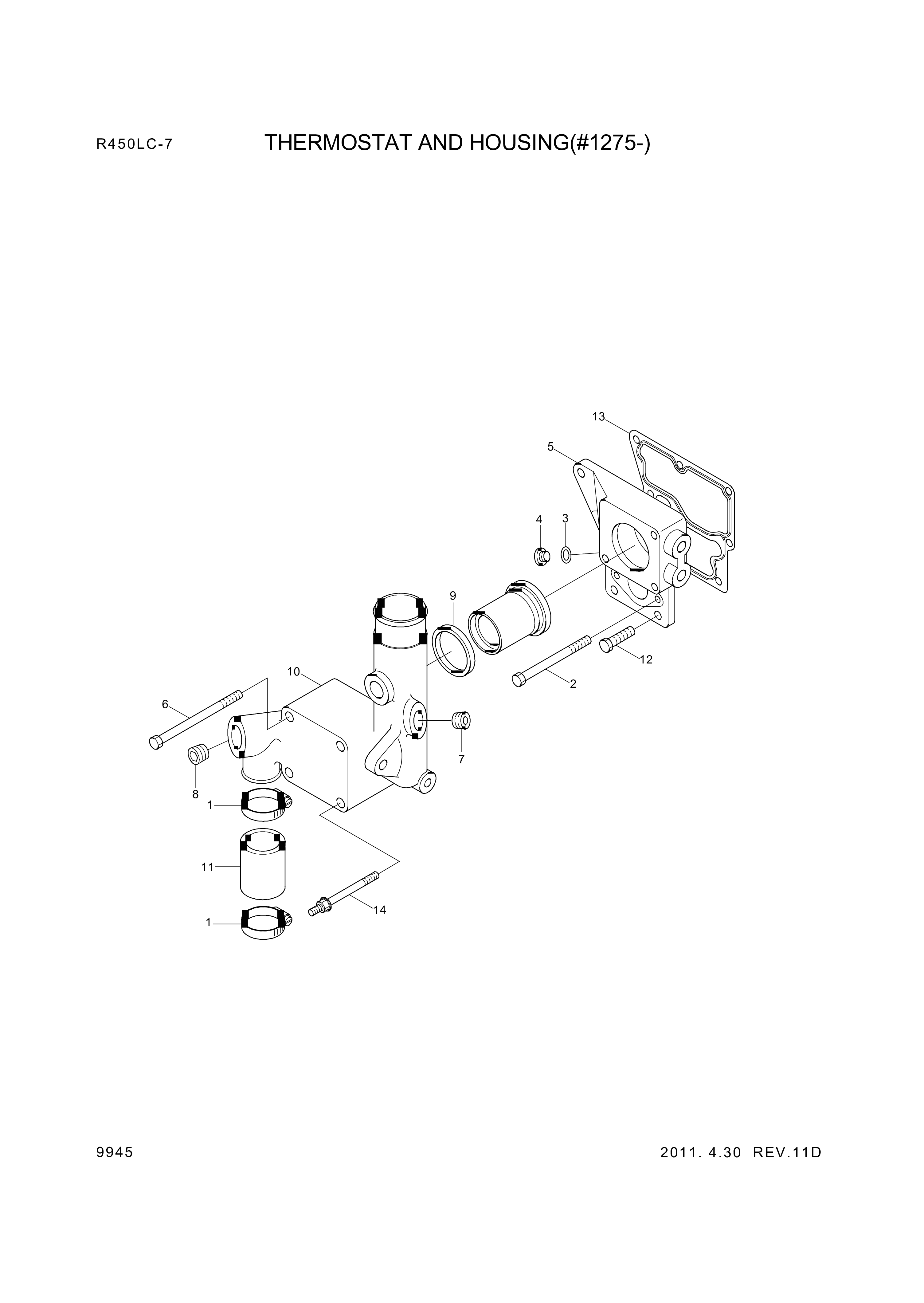 drawing for Hyundai Construction Equipment YUBP-05376 - HOUSING-THERMOSTAT (figure 1)