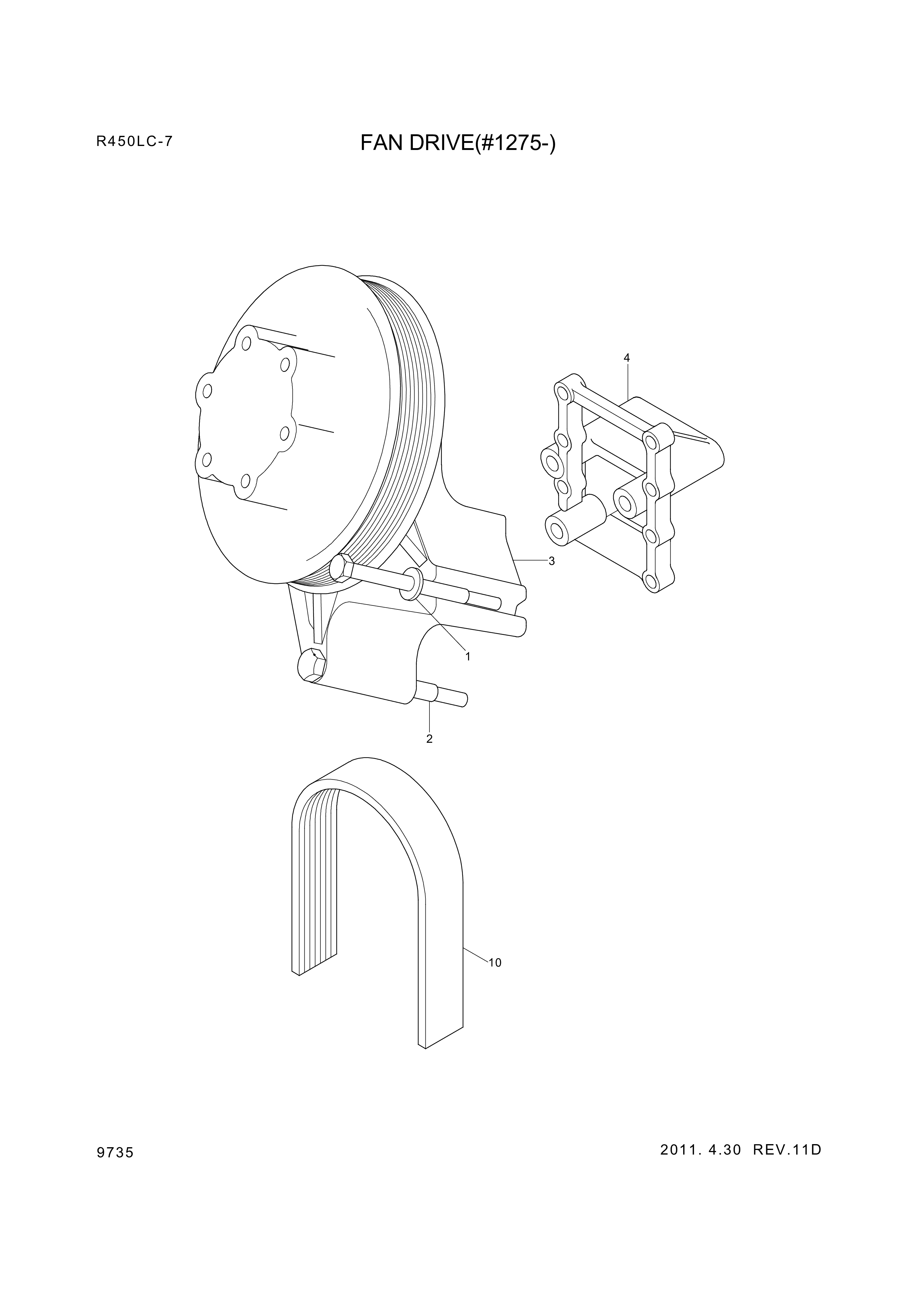 drawing for Hyundai Construction Equipment YUBP-04886 - BELT-FAN (figure 1)