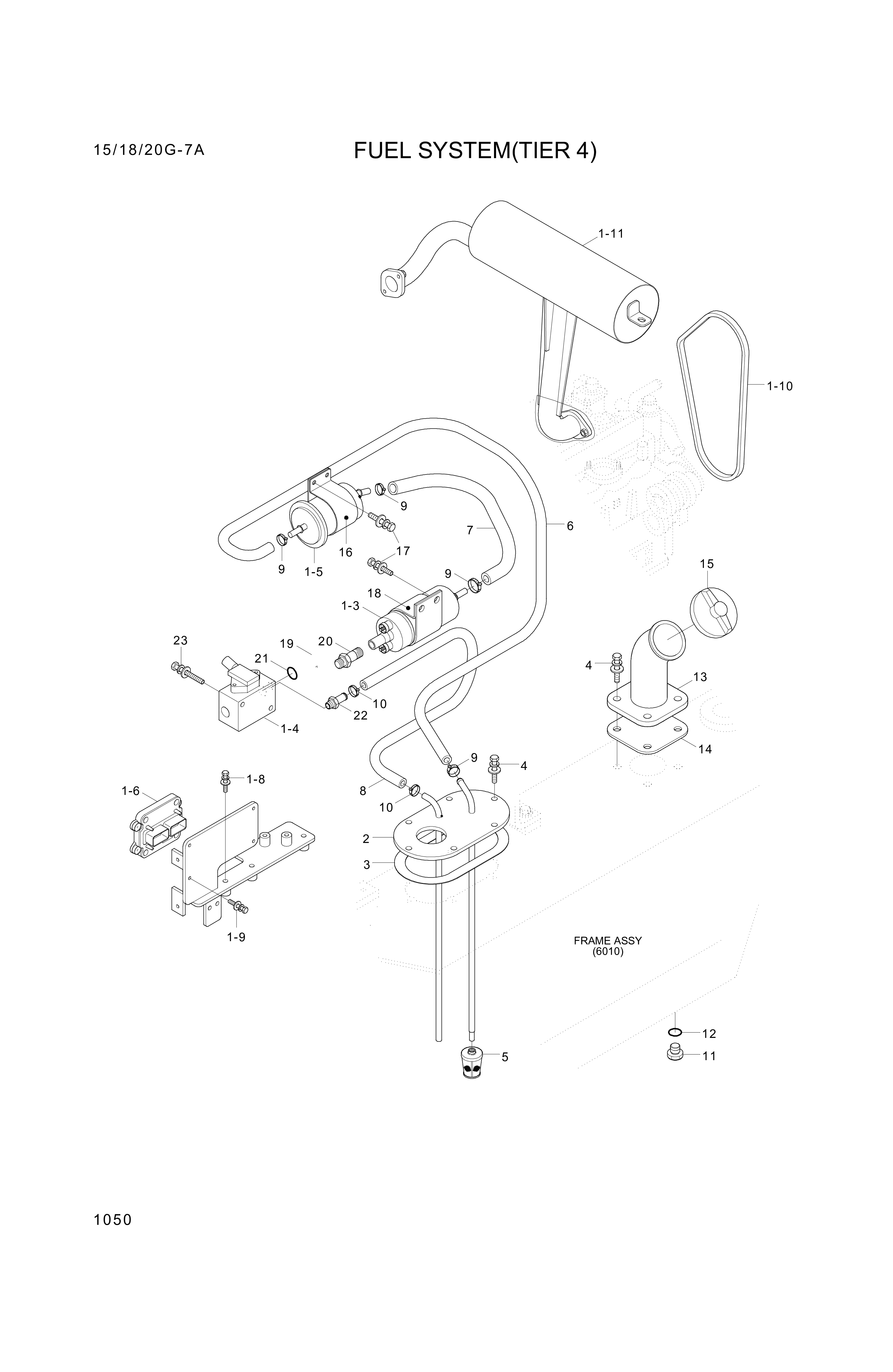 drawing for Hyundai Construction Equipment 11FB-50301 - HOSE-FUEL (figure 1)