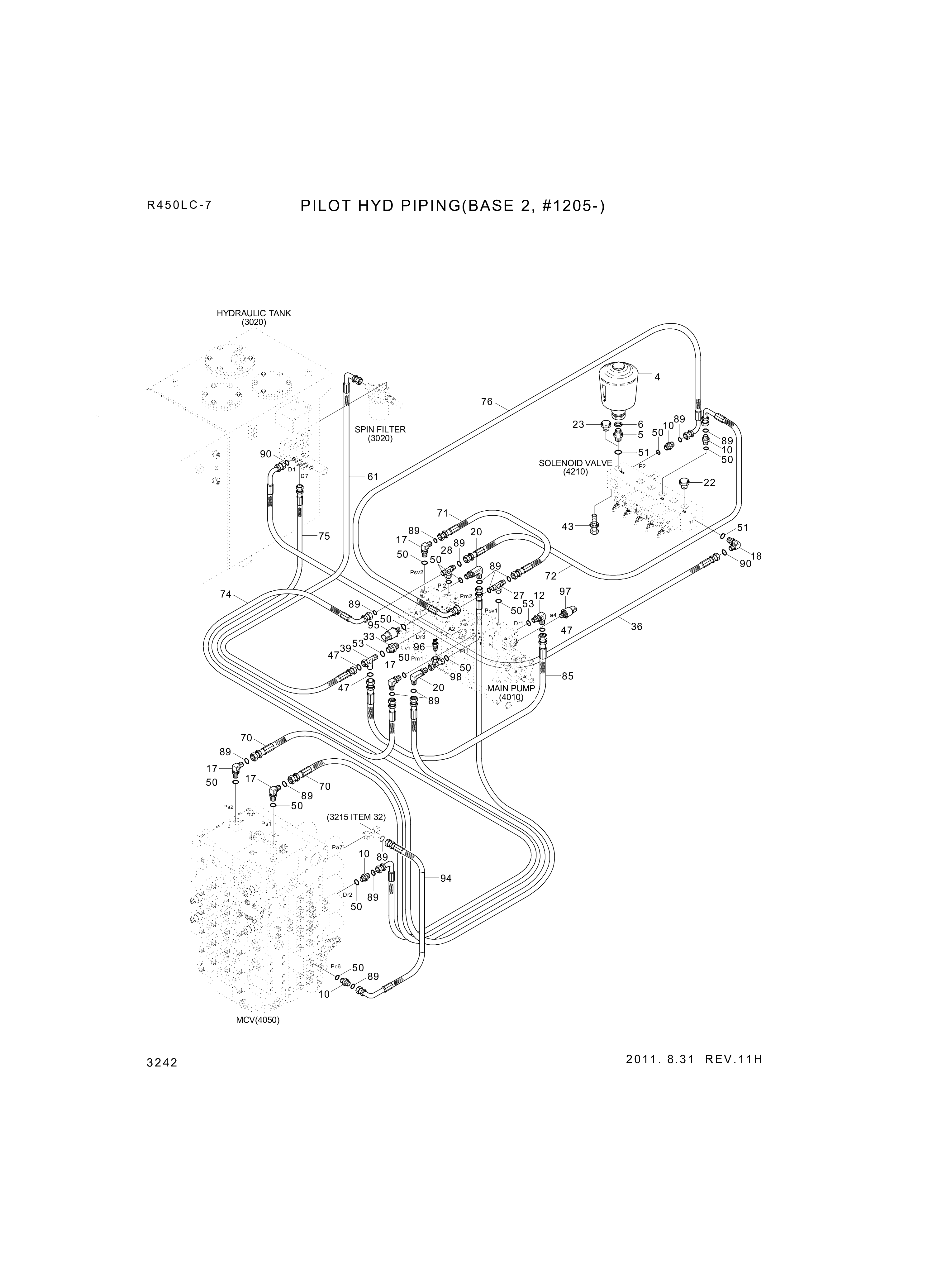 drawing for Hyundai Construction Equipment P930-122012 - HOSE ASSY-ORFS&THD (figure 3)