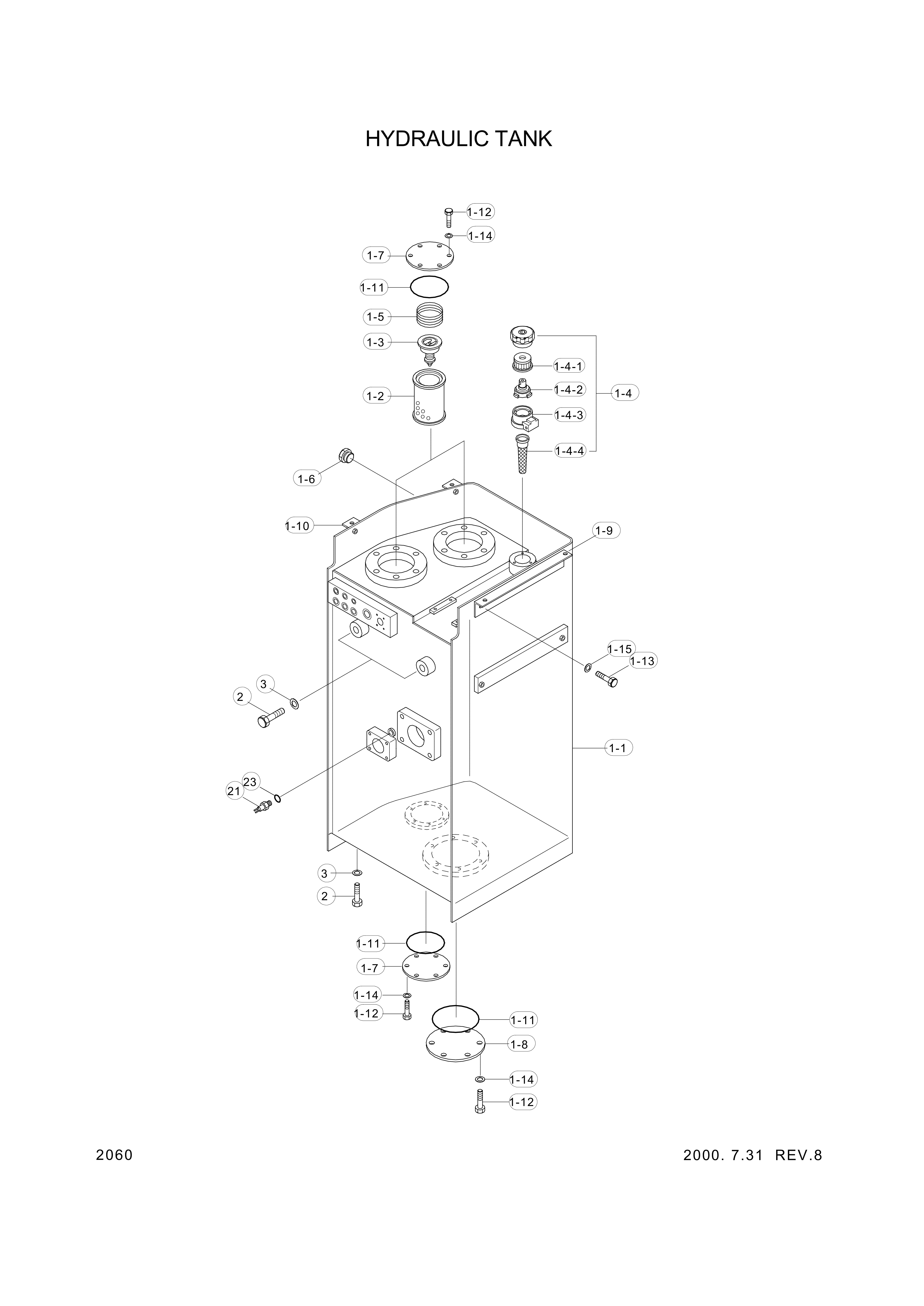 drawing for Hyundai Construction Equipment 34L4-00568 - BODY-HYD TANK (figure 1)