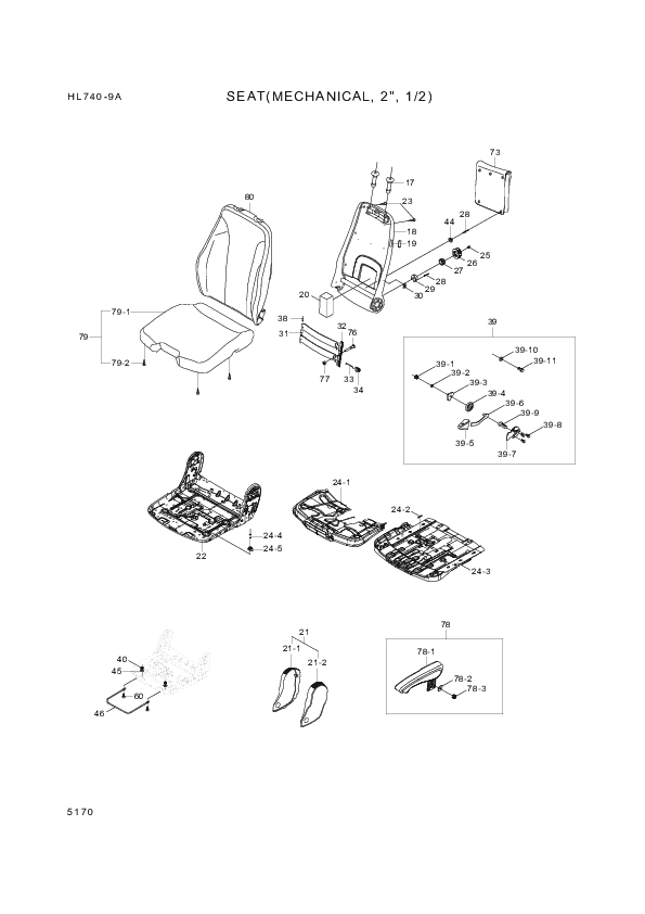 drawing for Hyundai Construction Equipment 1042858 - CUSHION,SEAT,WHEAT BRN CLOTH, (figure 1)