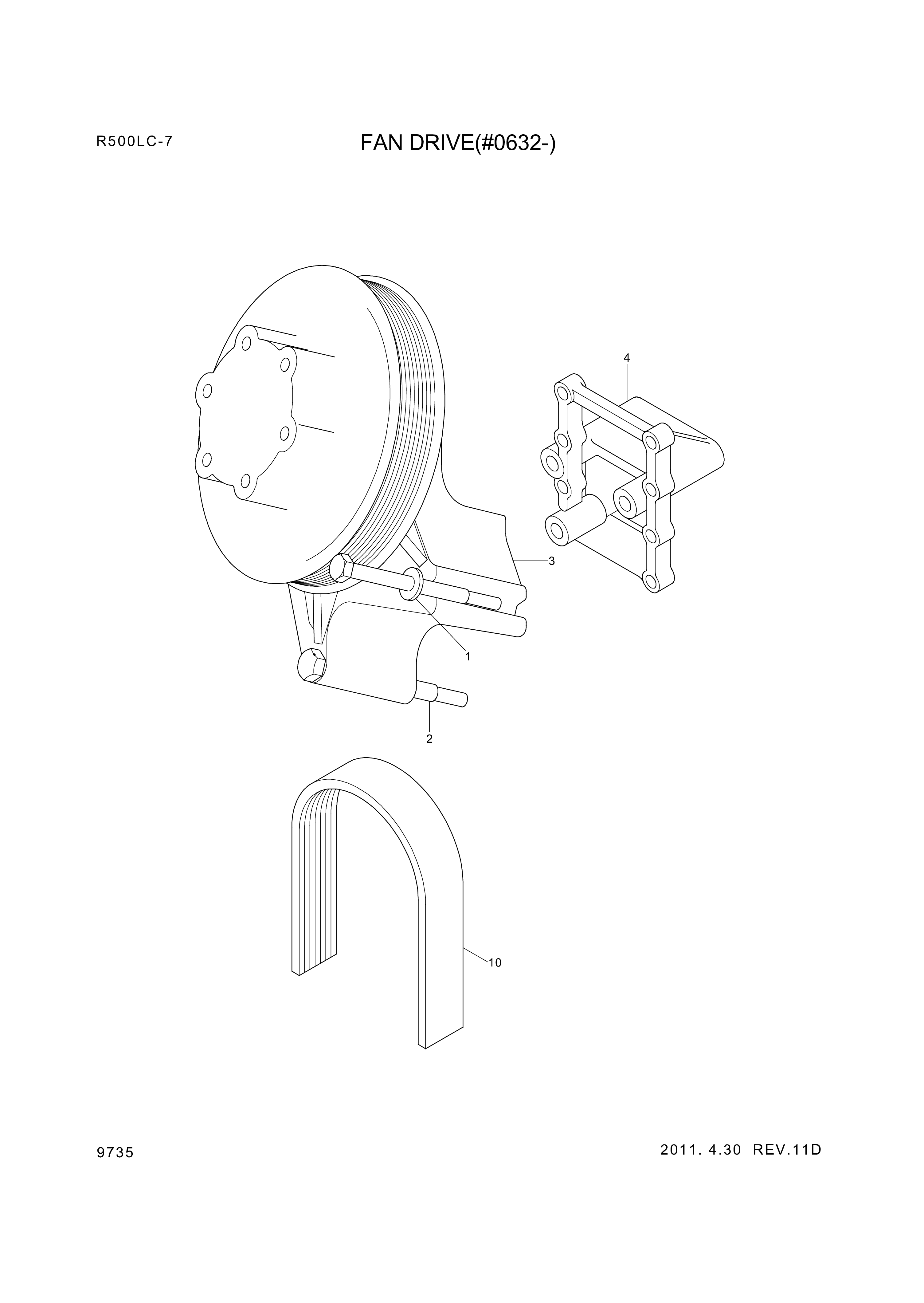 drawing for Hyundai Construction Equipment YUBP-04886 - BELT-FAN (figure 2)
