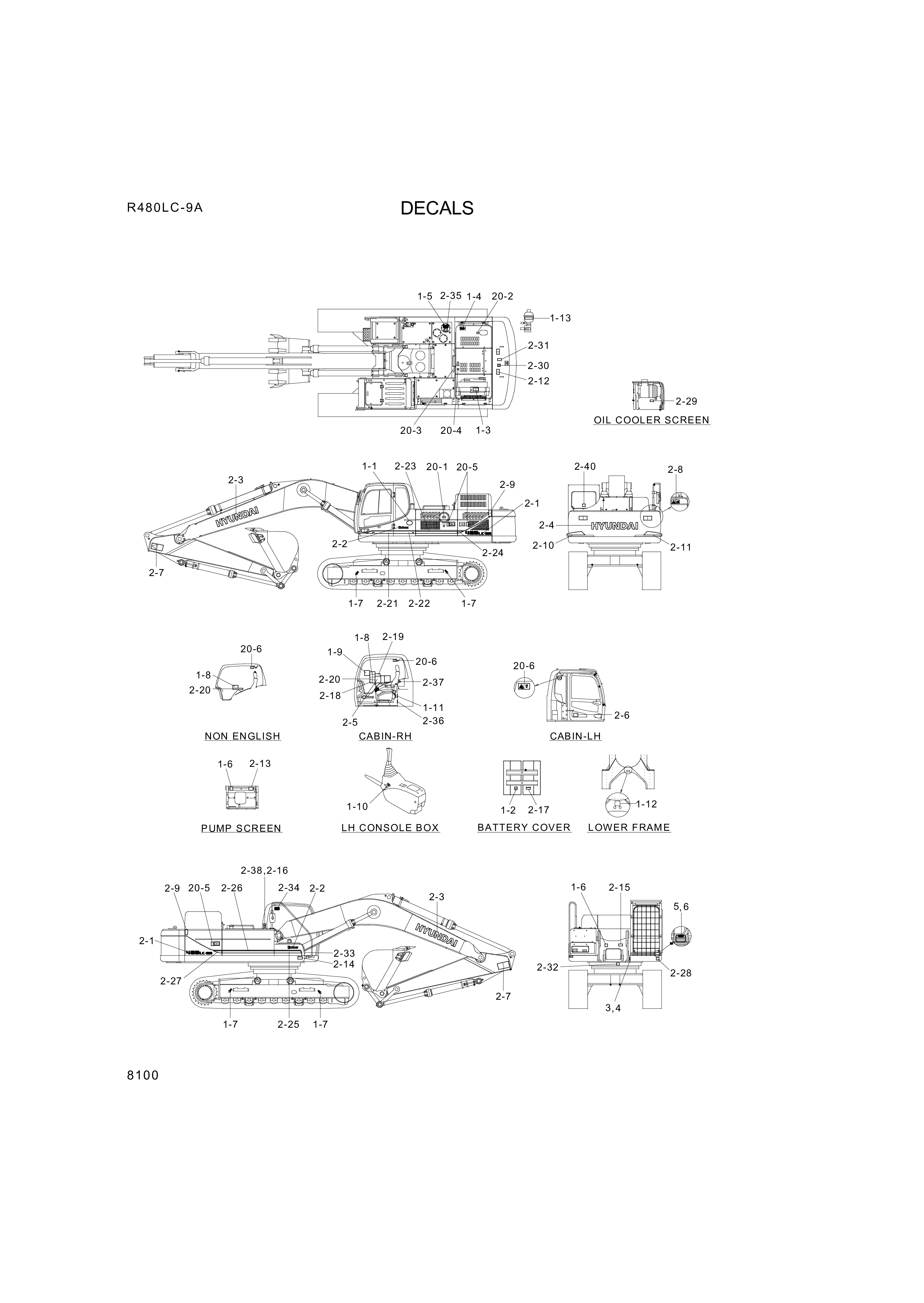 drawing for Hyundai Construction Equipment 96QB-10102 - DECAL KIT-B (figure 1)