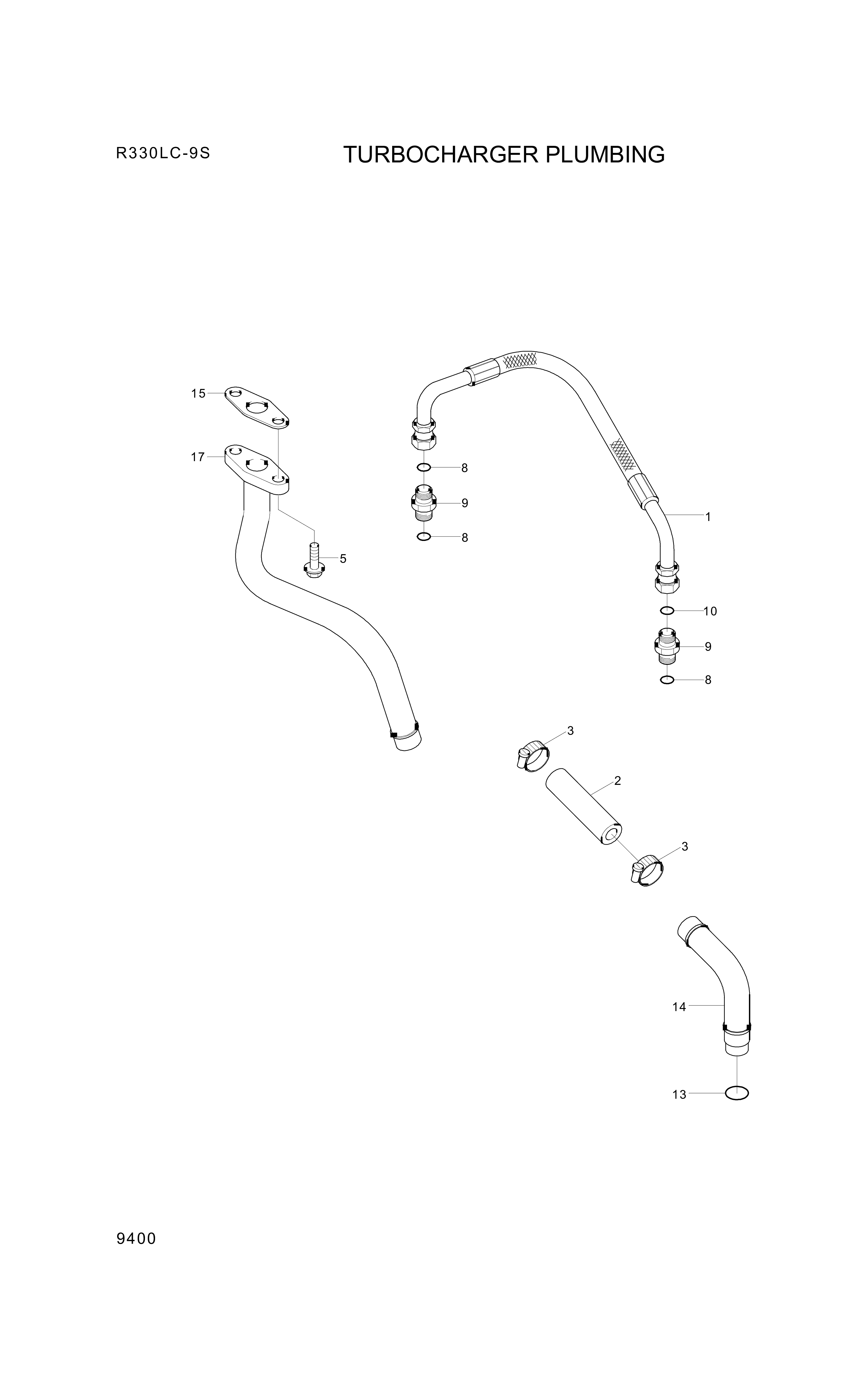 drawing for Hyundai Construction Equipment 3931973 - TUBE-T/OIL DRAIN (figure 2)