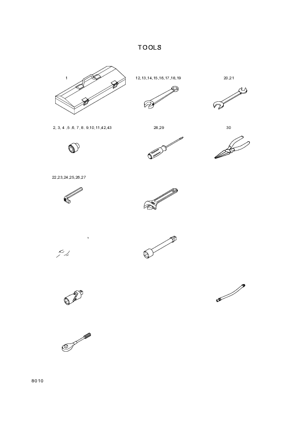 drawing for Hyundai Construction Equipment 92Z1-20010 - DECAL-TOOL LIST (figure 1)