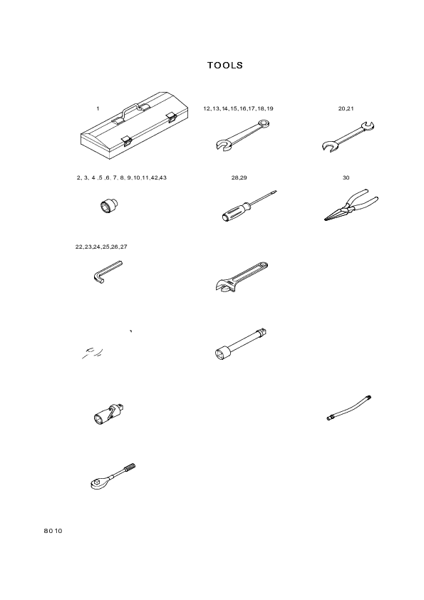 drawing for Hyundai Construction Equipment 92Z1-20010 - DECAL-TOOL LIST (figure 2)
