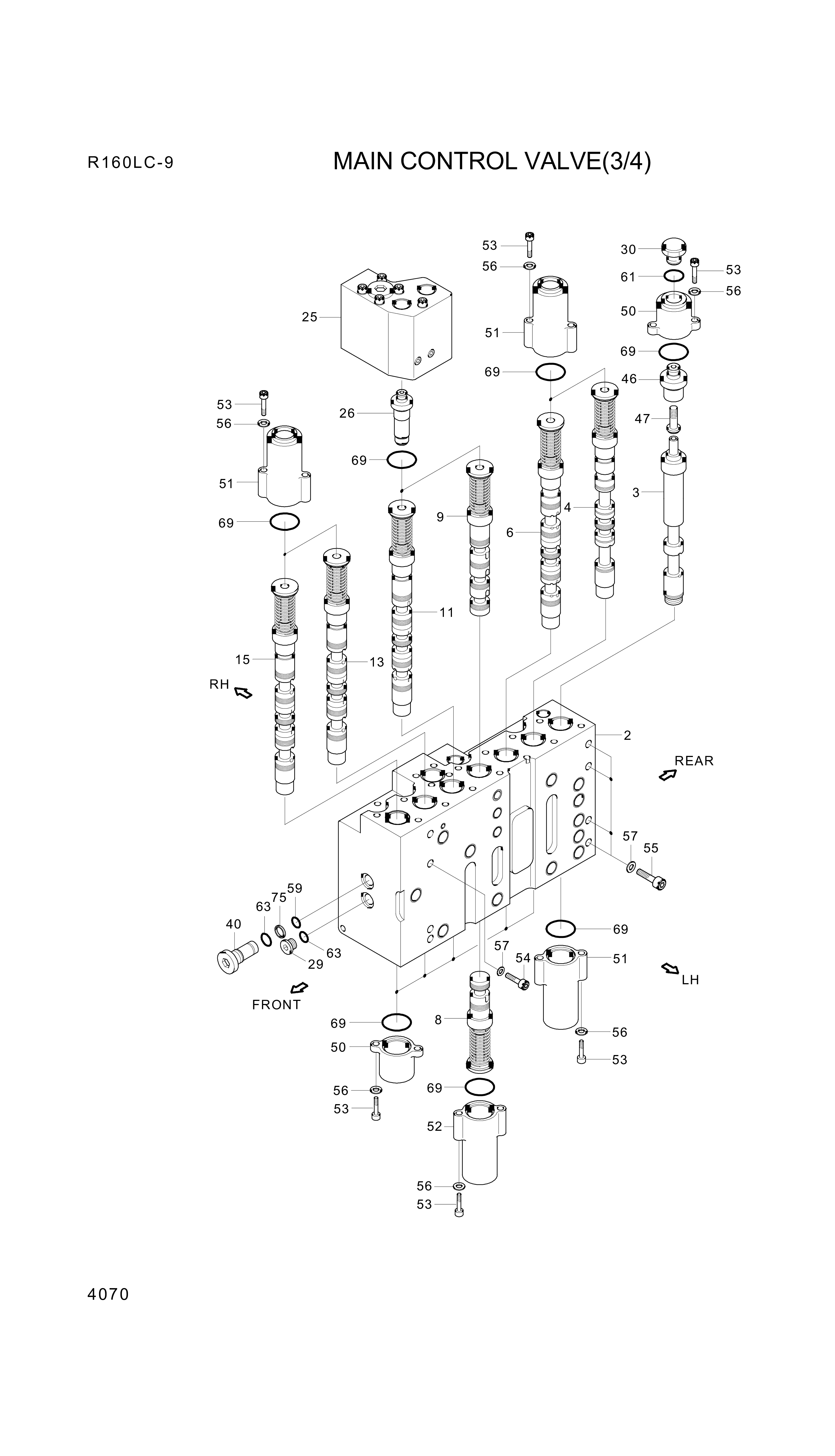 drawing for Hyundai Construction Equipment XKBF-01416 - SPOOL ASSY-BOOM 2 (figure 3)