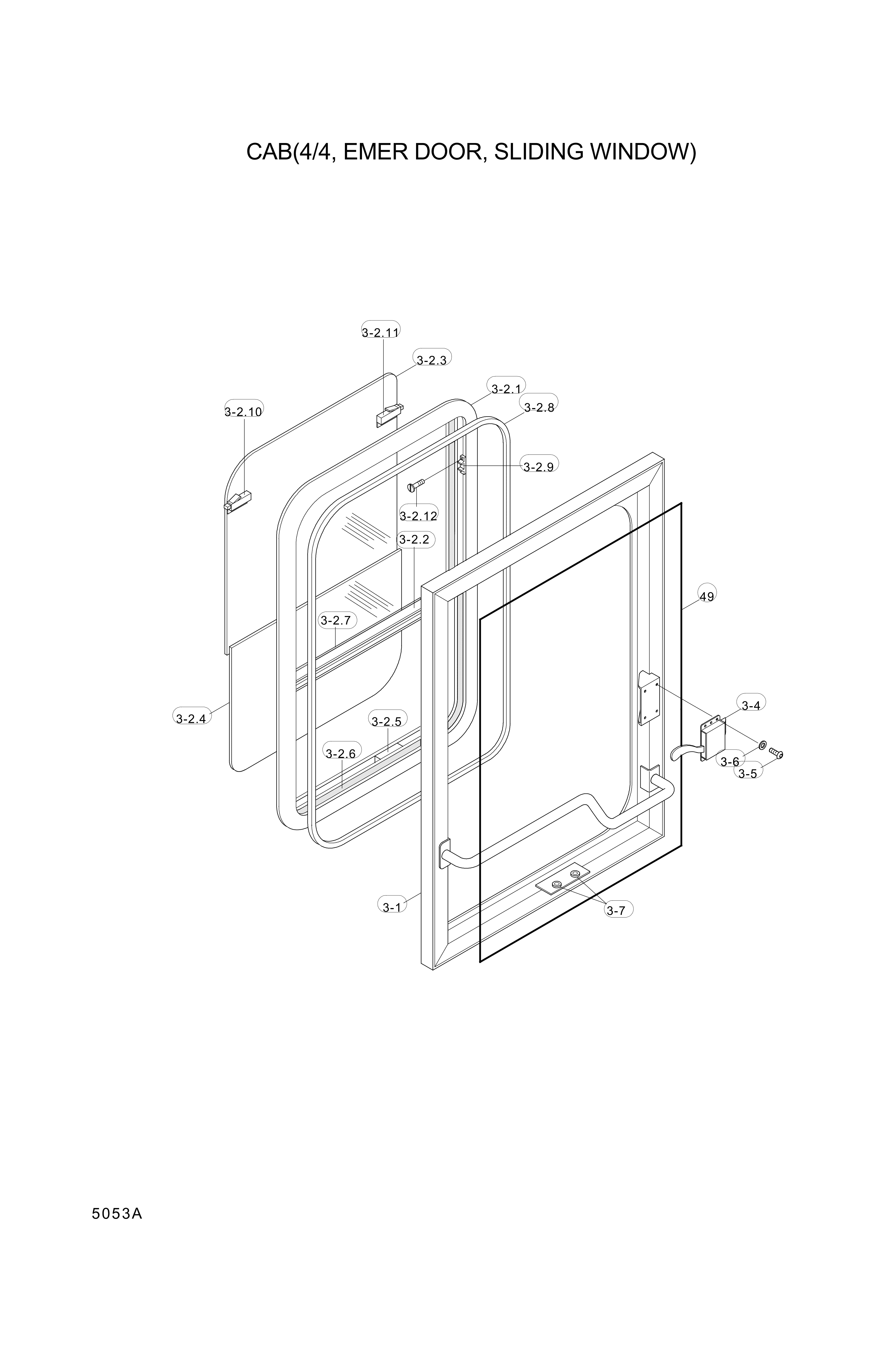 drawing for Hyundai Construction Equipment 74L3-05720 - DOOR ASSY-EMERGENCY