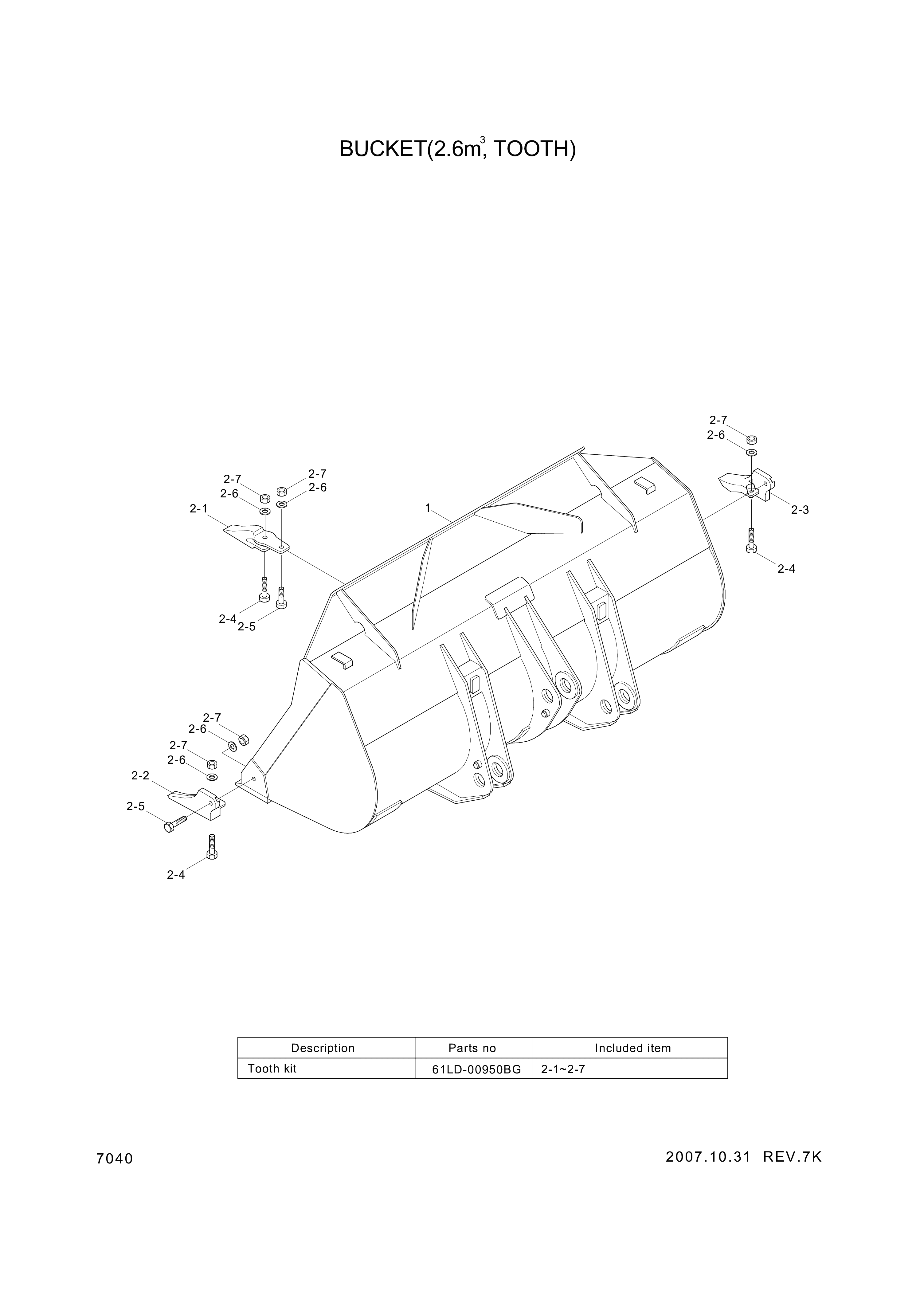 drawing for Hyundai Construction Equipment 61LD-00950 - TOOTH KIT