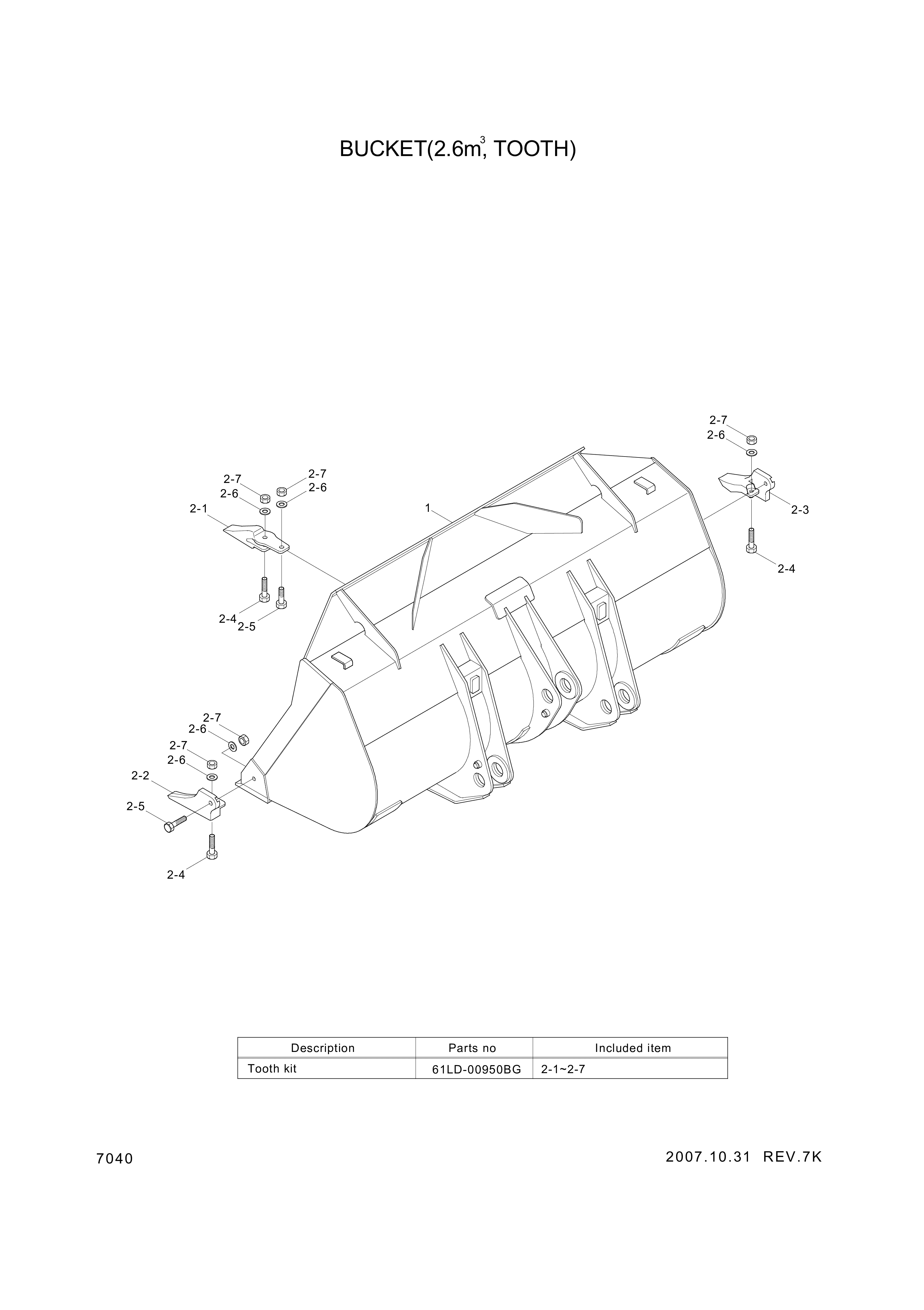 drawing for Hyundai Construction Equipment 61LD-00950BG - TOOTH KIT (figure 1)