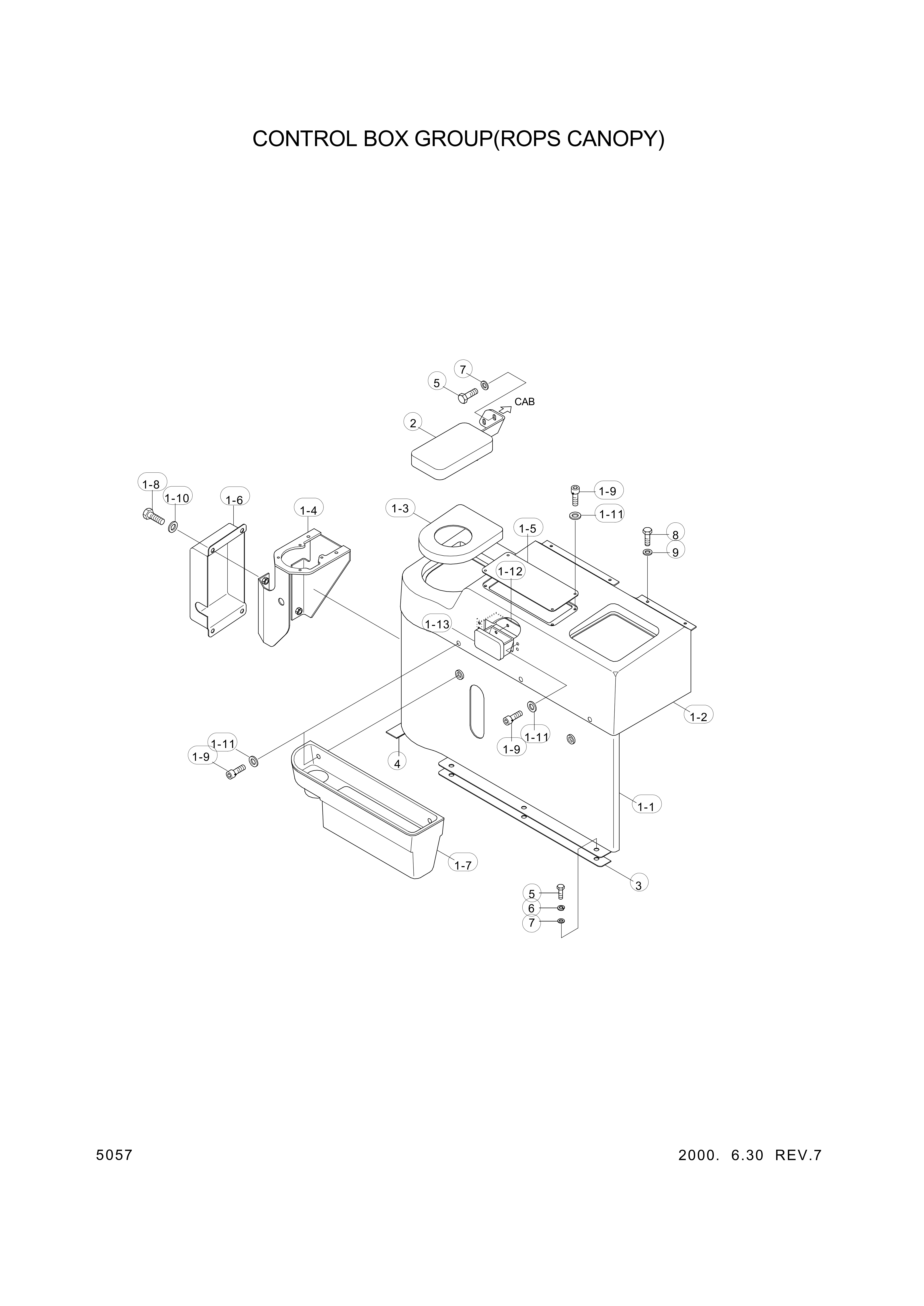 drawing for Hyundai Construction Equipment 71L6-10291 - BOX-CONSOLE (figure 5)