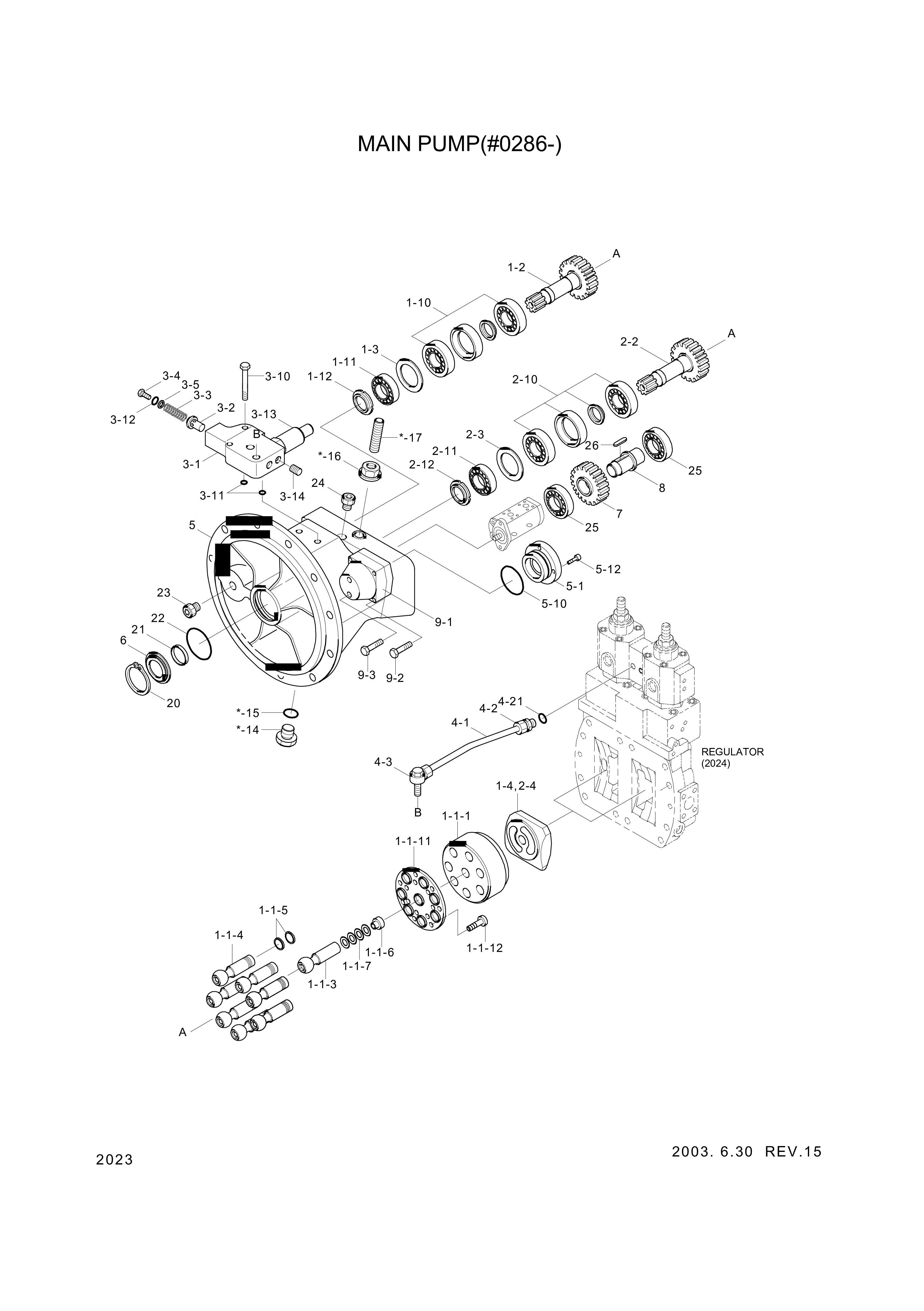 drawing for Hyundai Construction Equipment R902603021 - PUMP ASSY-PILOT (figure 1)