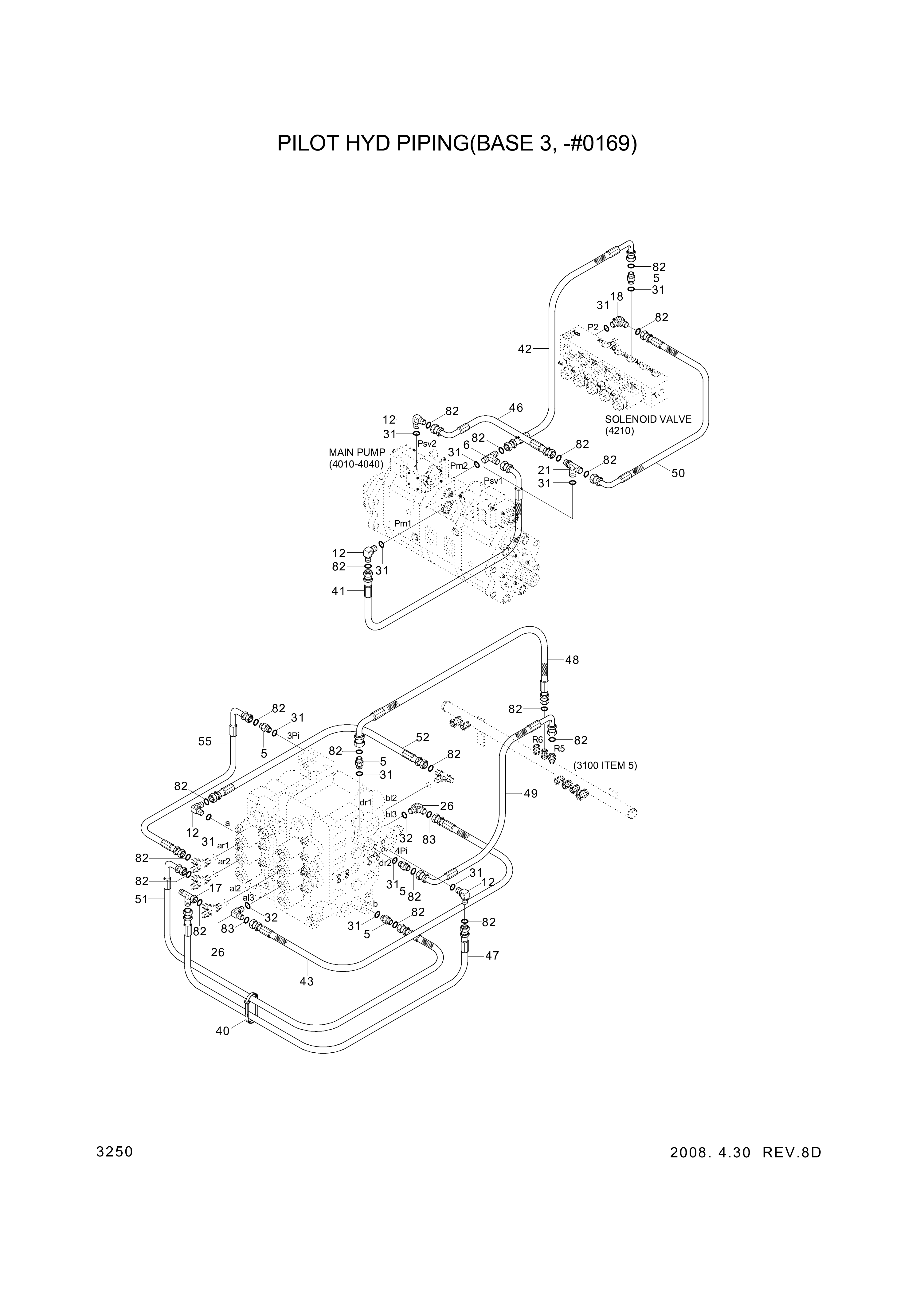drawing for Hyundai Construction Equipment X420-042025 - HOSE ASSY-SYNF&ORFS (figure 3)
