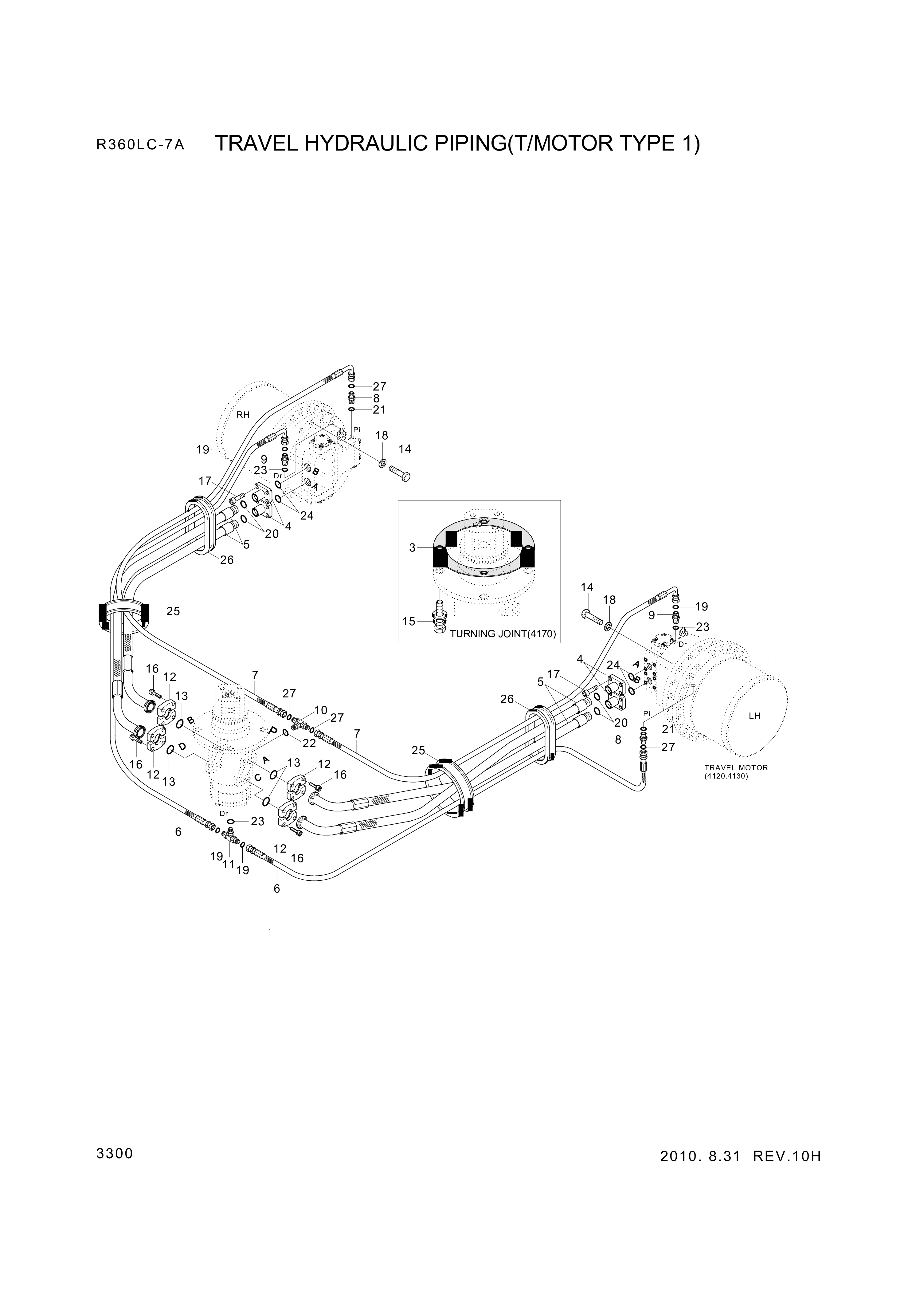 drawing for Hyundai Construction Equipment P930-082054 - HOSE ASSY-ORFS&THD