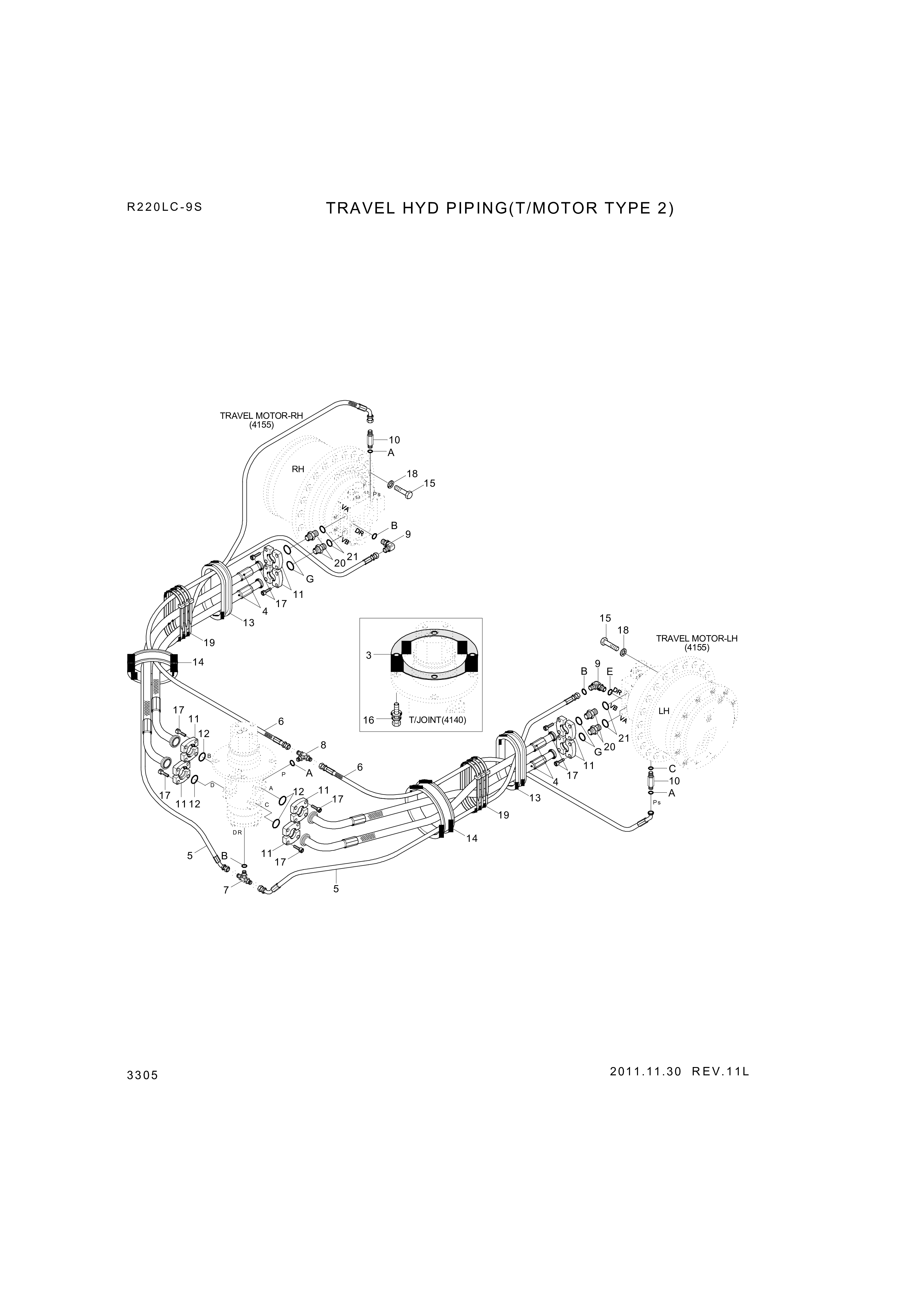 drawing for Hyundai Construction Equipment P980-167343-AS - HOSE ASSY-ORFSXFLG