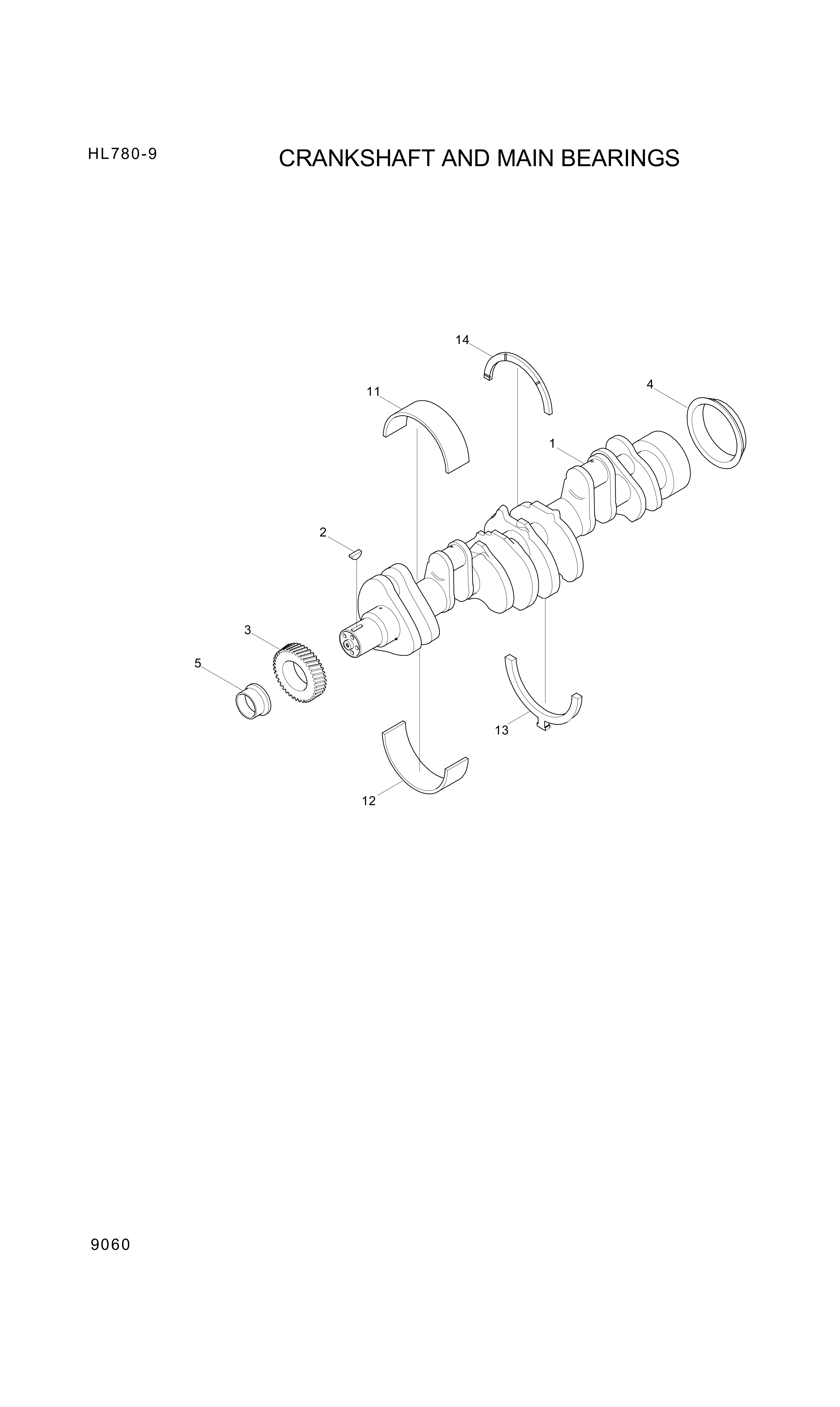 drawing for Hyundai Construction Equipment YUBP-05350 - BEARING SET-MAIN (figure 1)