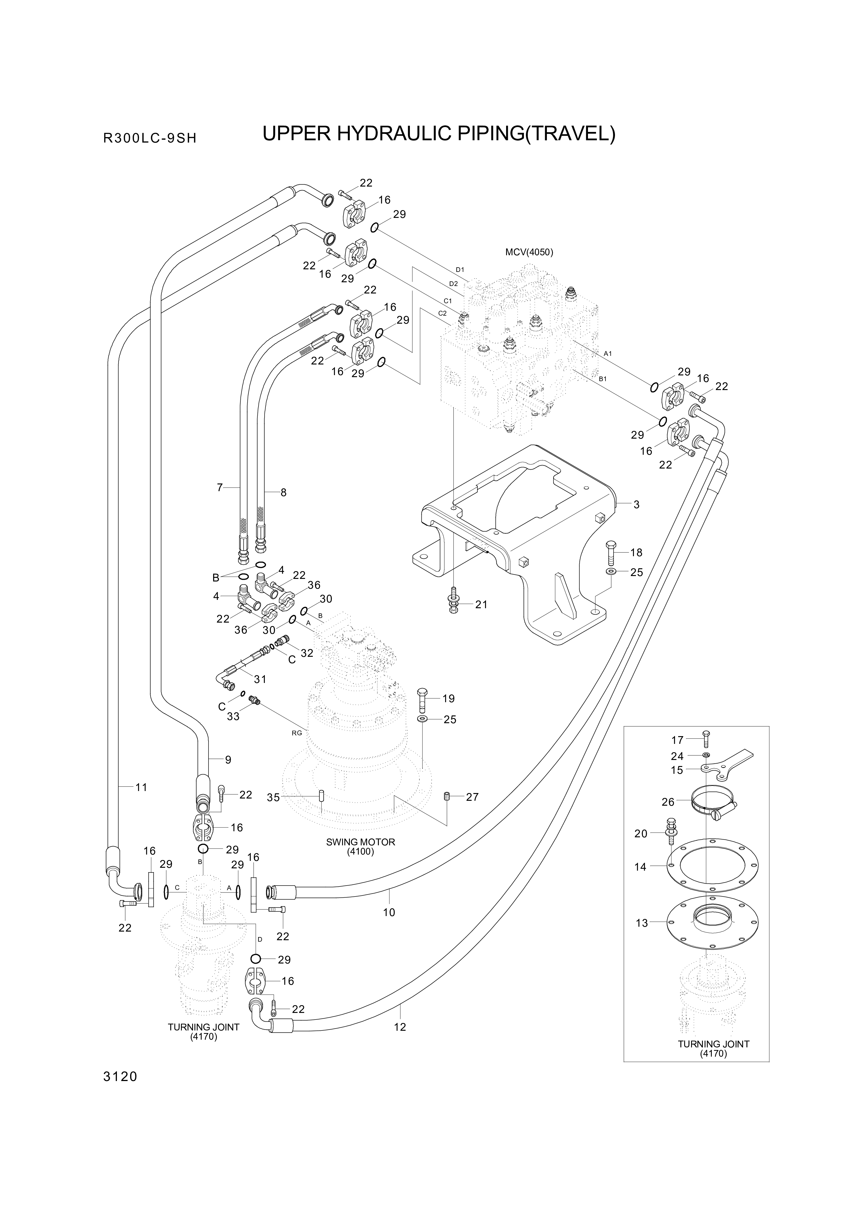 drawing for Hyundai Construction Equipment P950-167320 - HOSE ASSY-ORFS&FLG