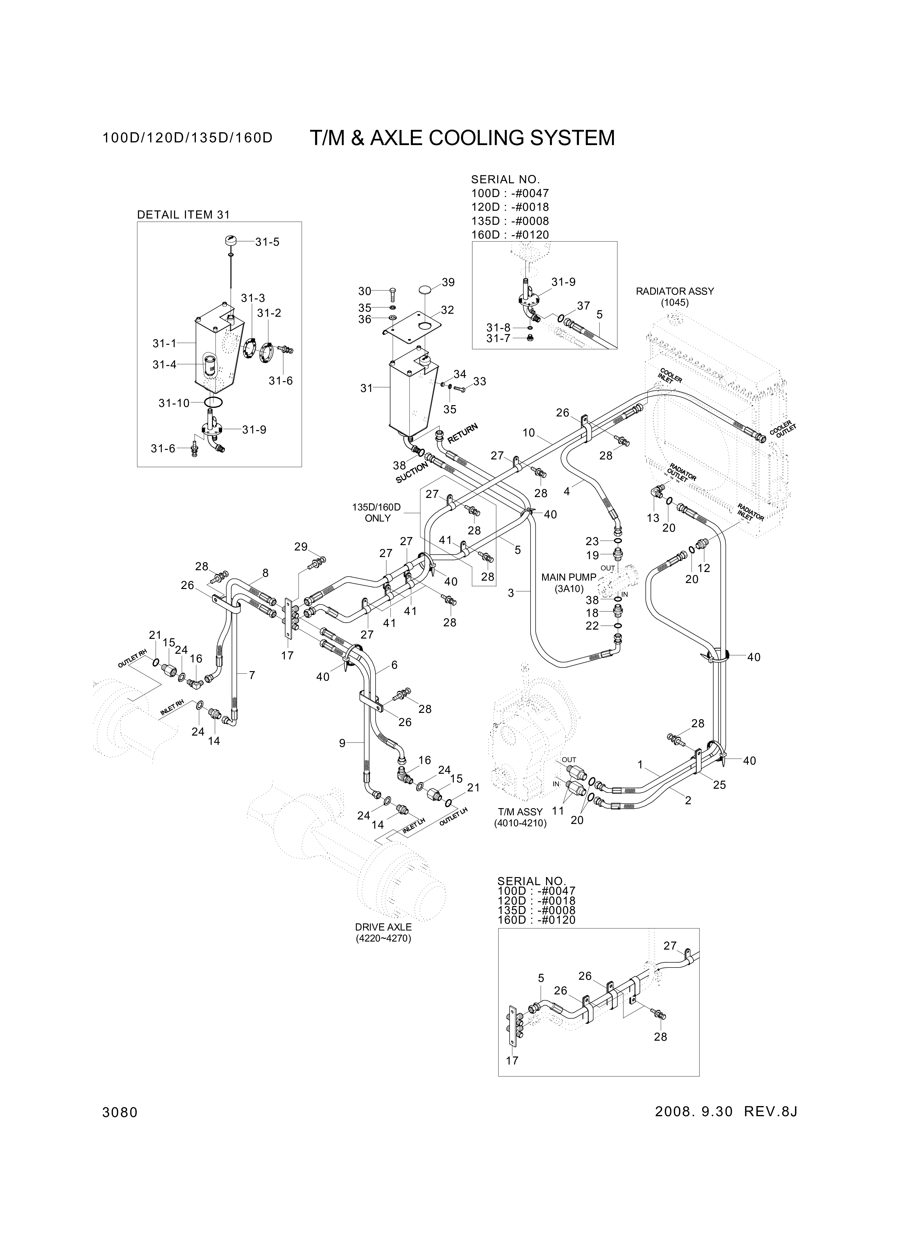 drawing for Hyundai Construction Equipment P610-081018 - HOSE ASSY-THD