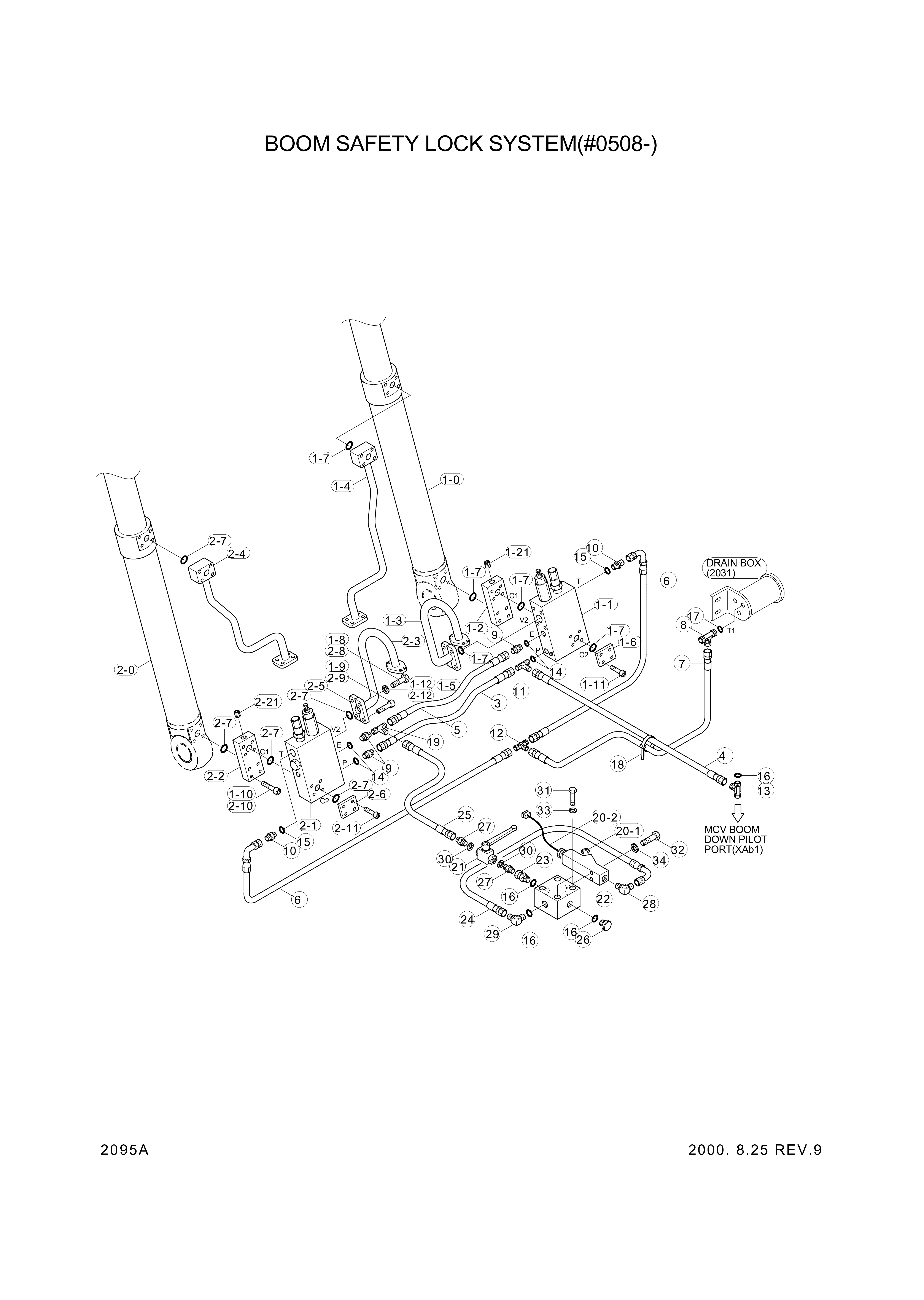 drawing for Hyundai Construction Equipment 31EK-90534 - PIPE ASSY-CYL VV LH (figure 2)