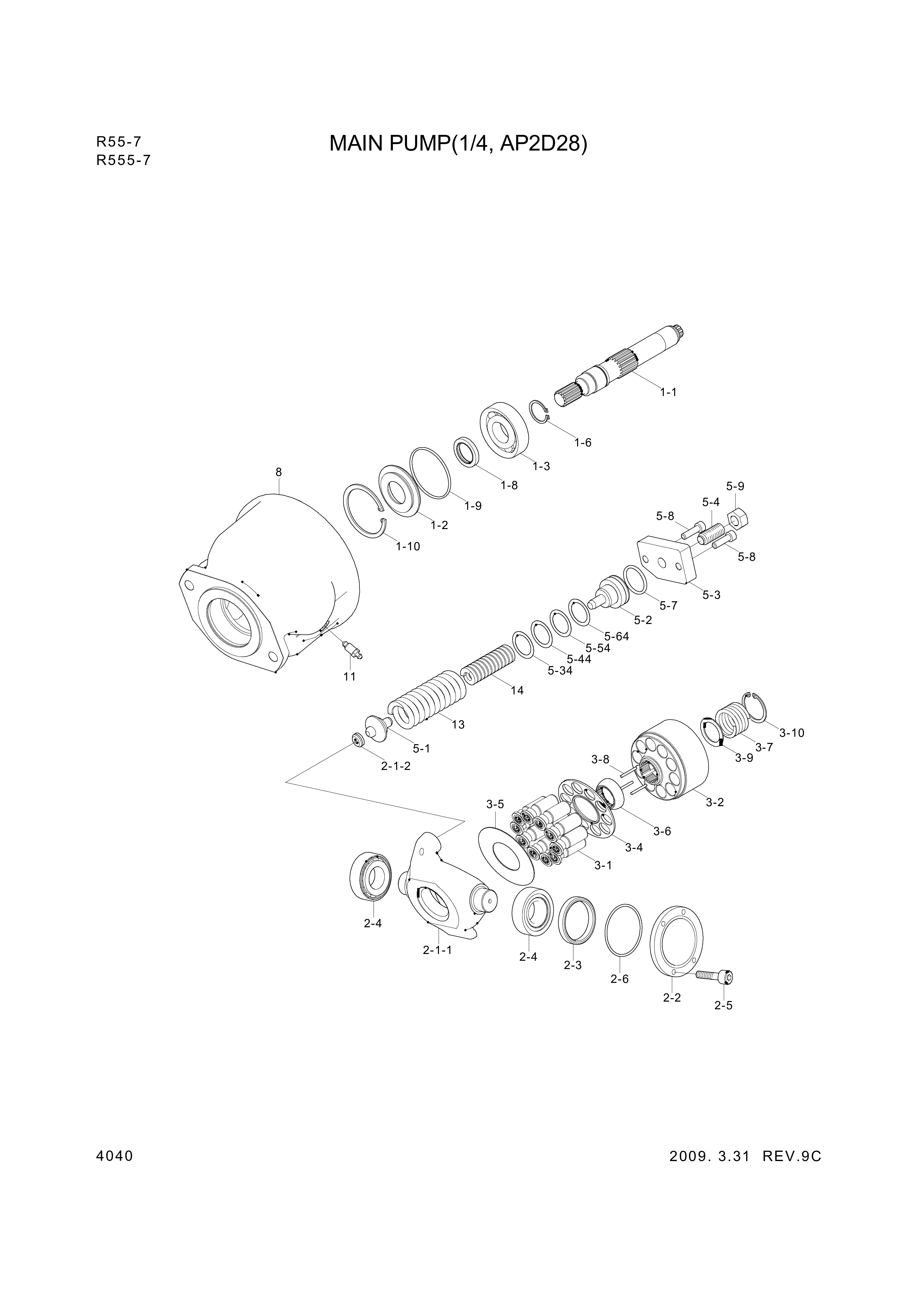 drawing for Hyundai Construction Equipment R971009402 - SHAFT (figure 2)
