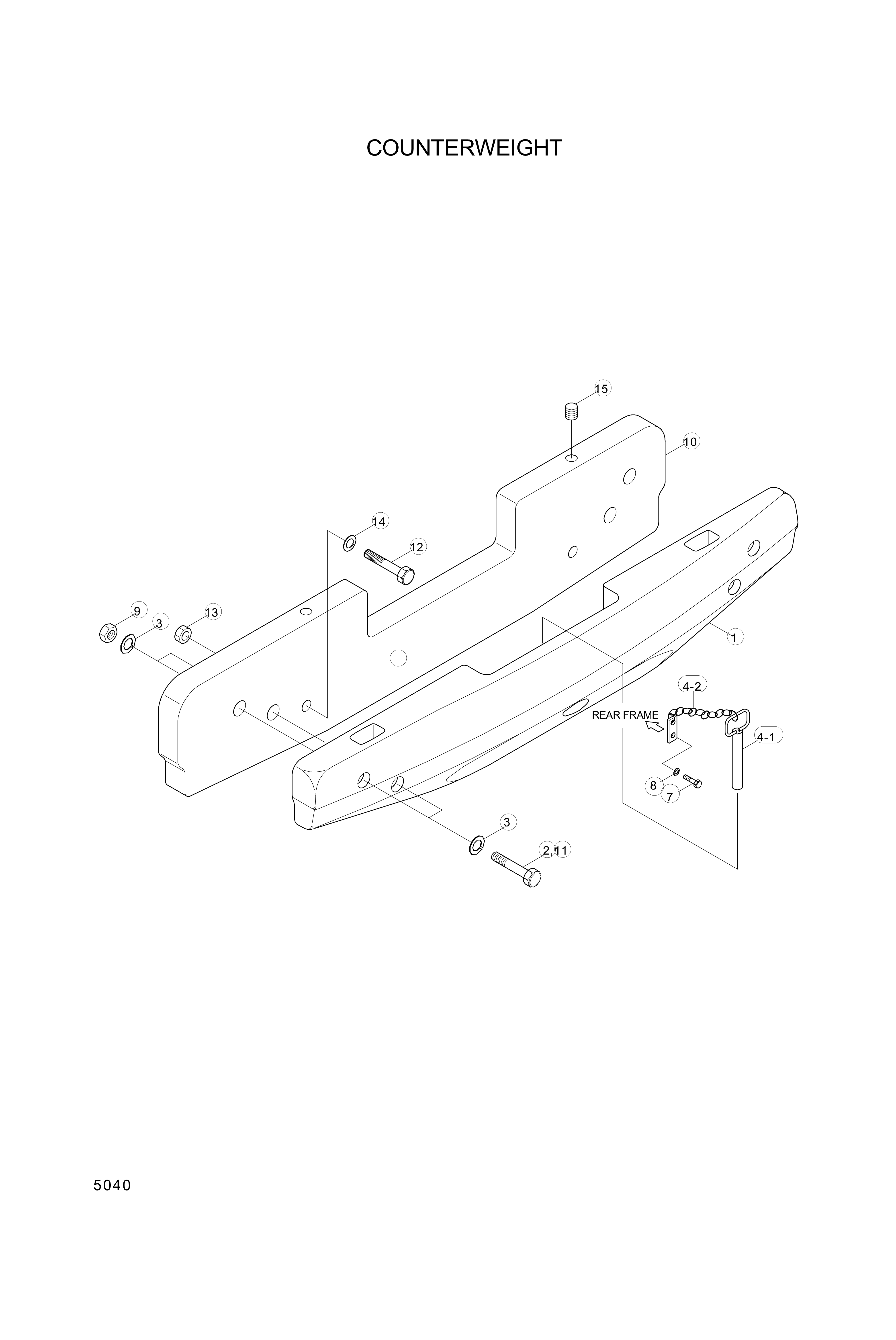 drawing for Hyundai Construction Equipment 54L4-01002 - COUNTERWEIGHT