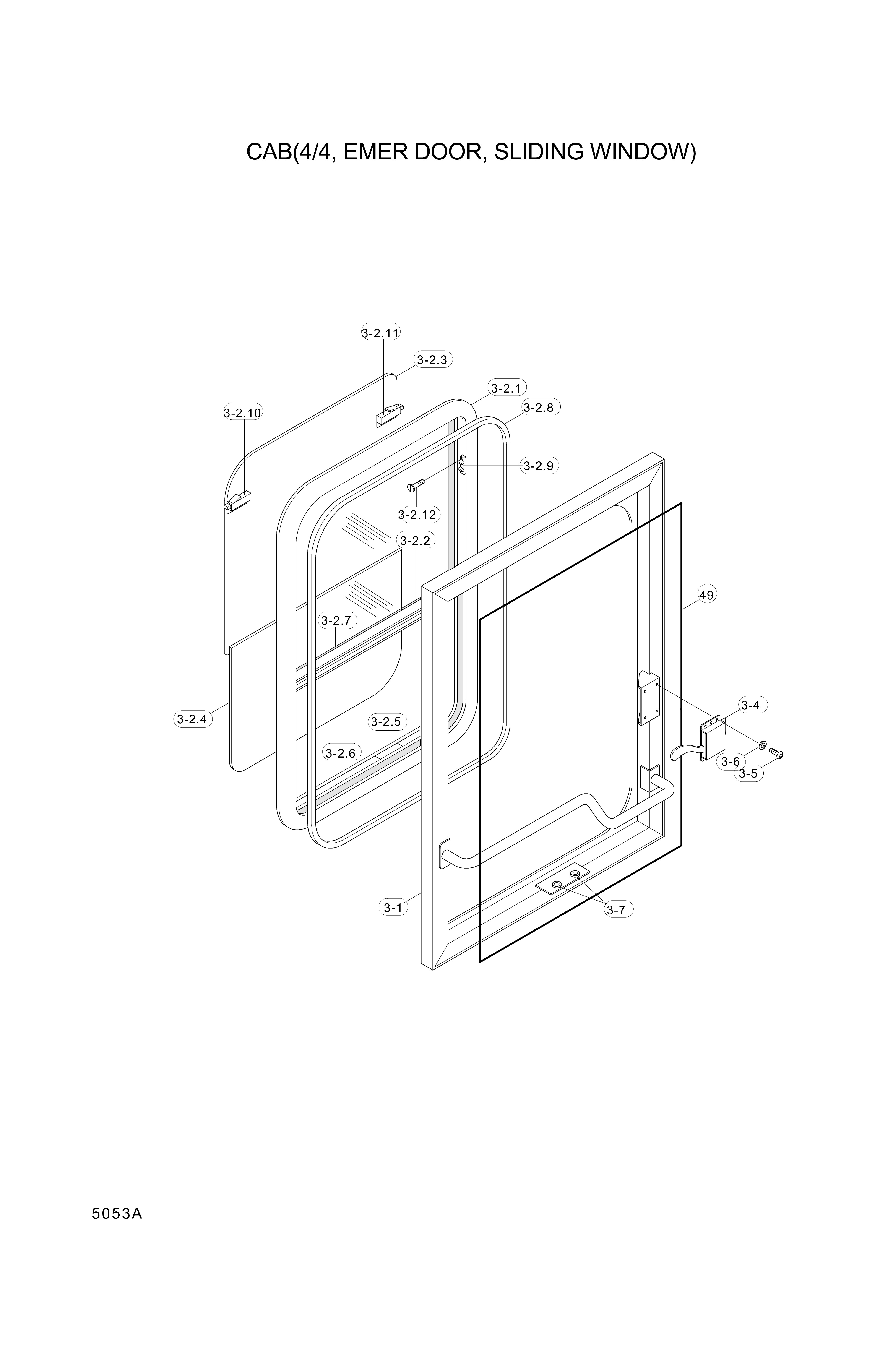 drawing for Hyundai Construction Equipment 74L3-05810 - GLASS-WINDOW IN