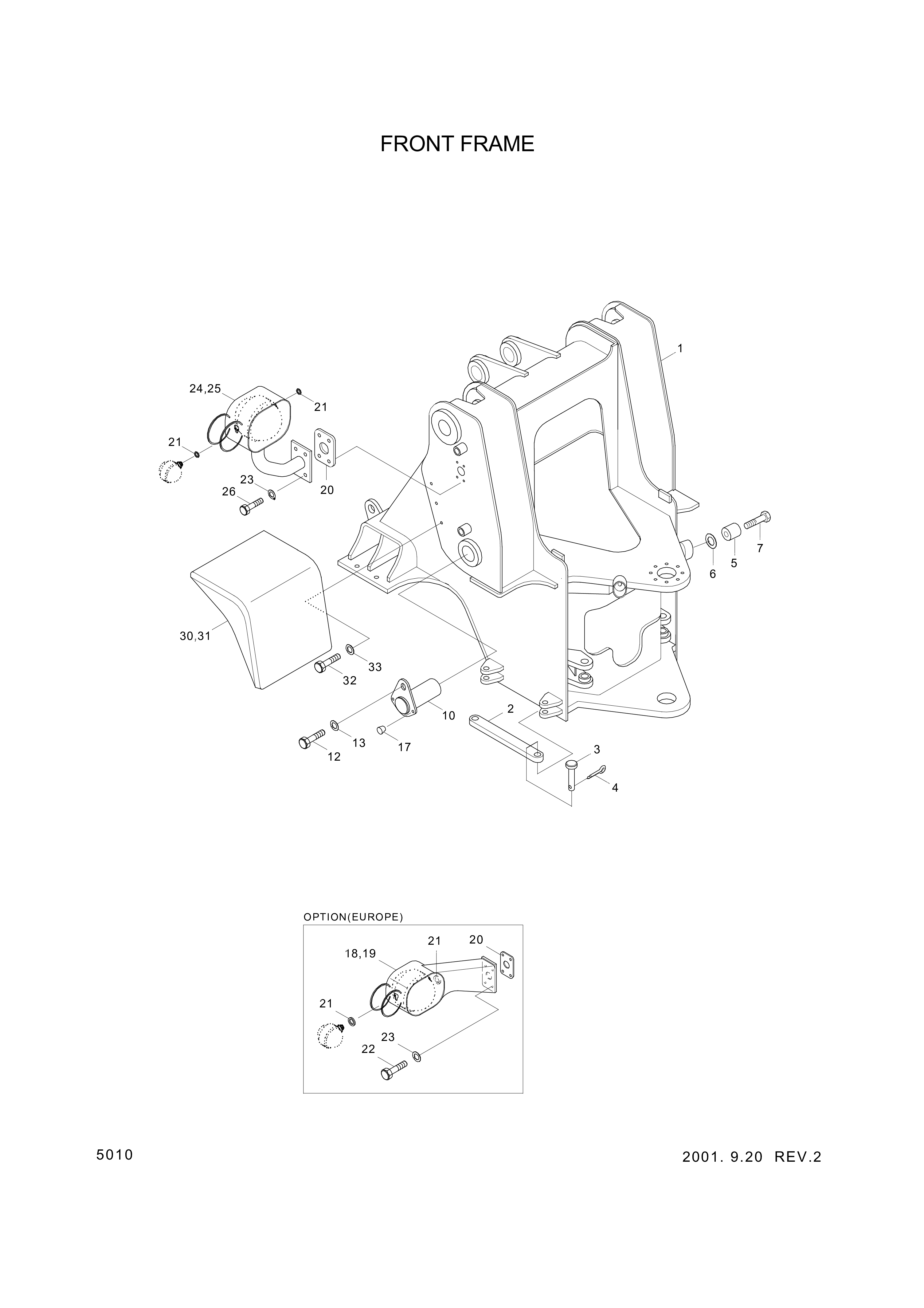 drawing for Hyundai Construction Equipment 44L4-00711 - FRAME-FRONT