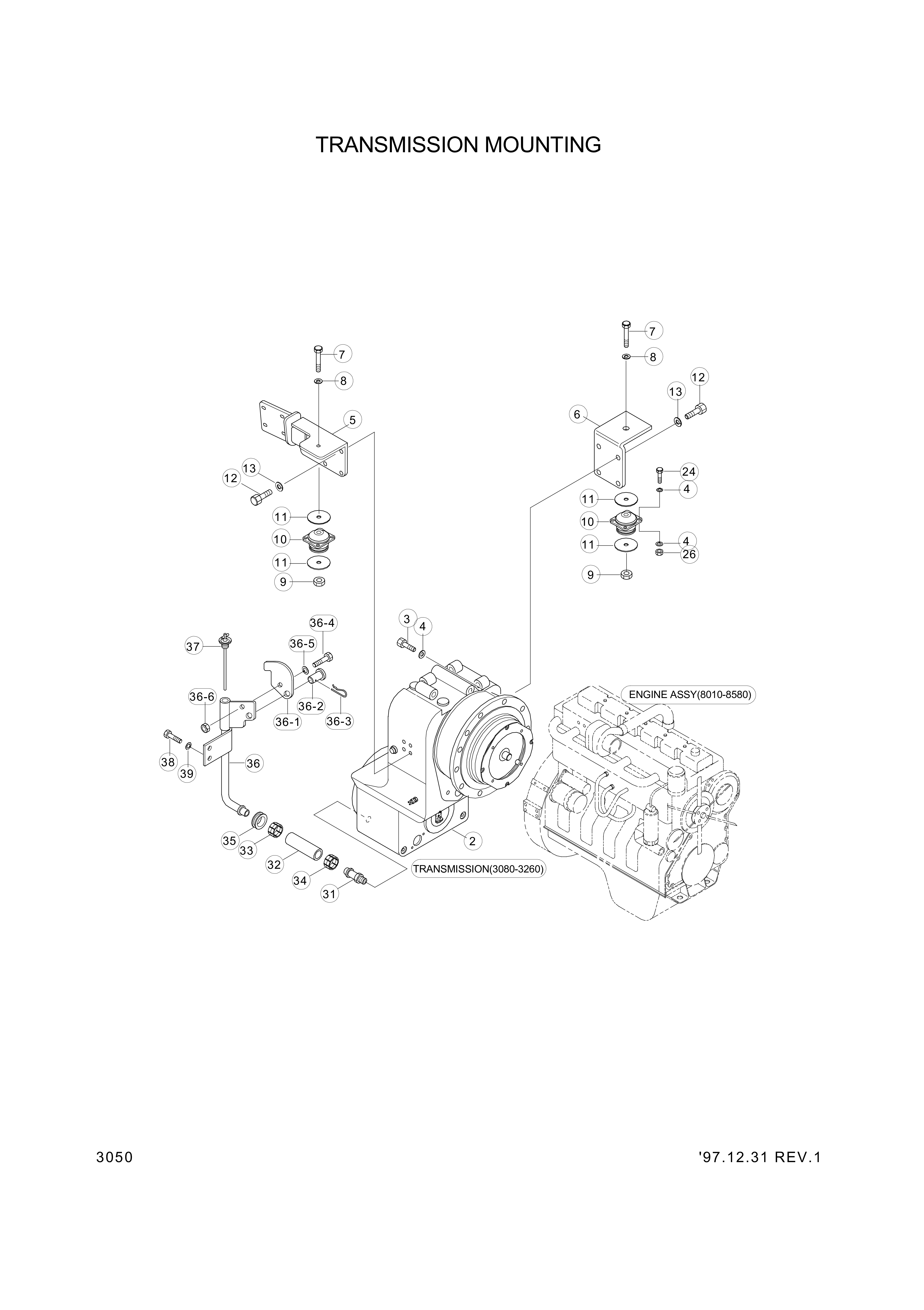 drawing for Hyundai Construction Equipment 84L3-00140 - TRANSMISSION ASSY
