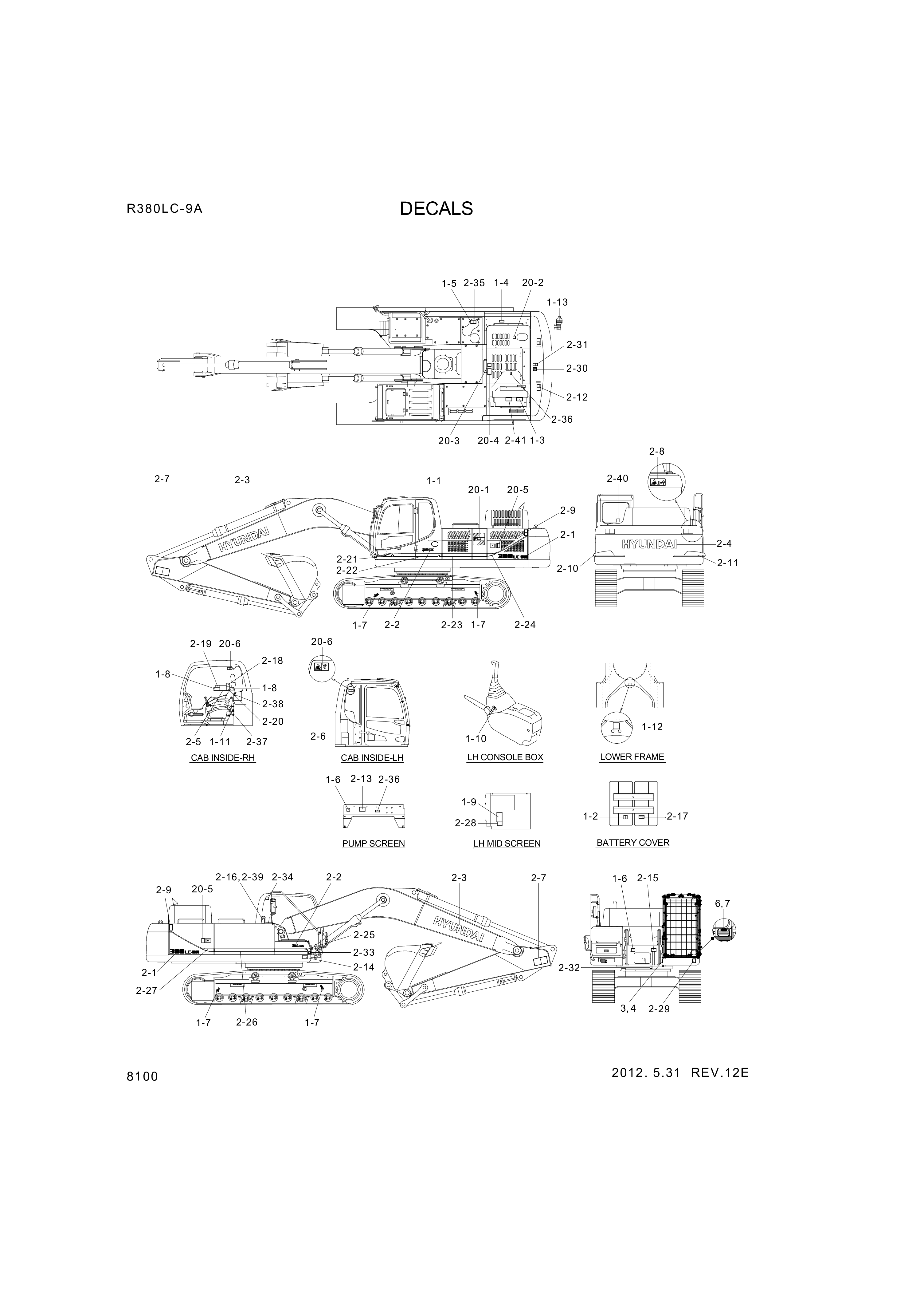 drawing for Hyundai Construction Equipment 93QA-10101 - DECAL KIT-B (figure 1)