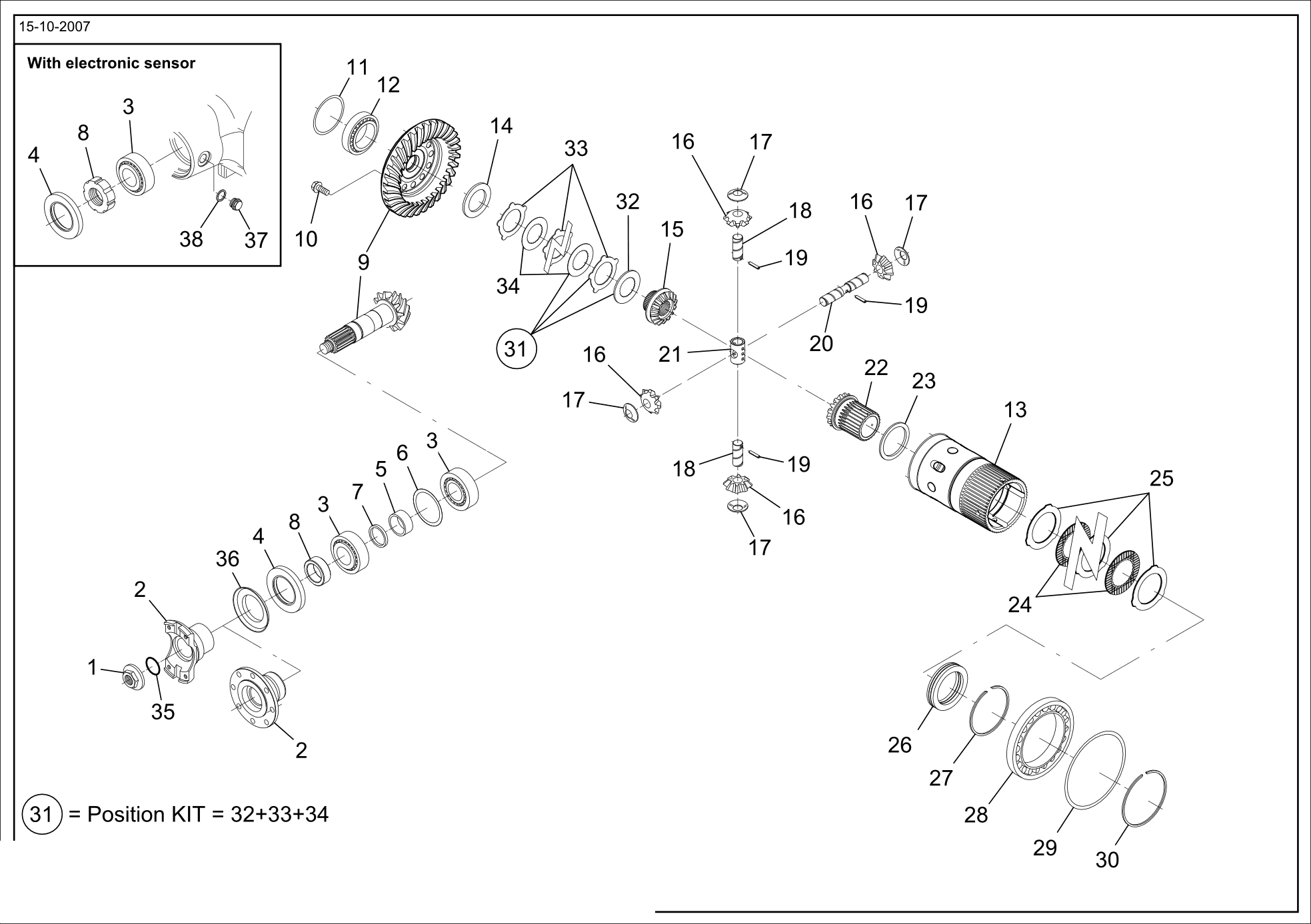 drawing for VENIERI 243.5.069 - DIFFERENTIAL SIDE GEAR (figure 3)