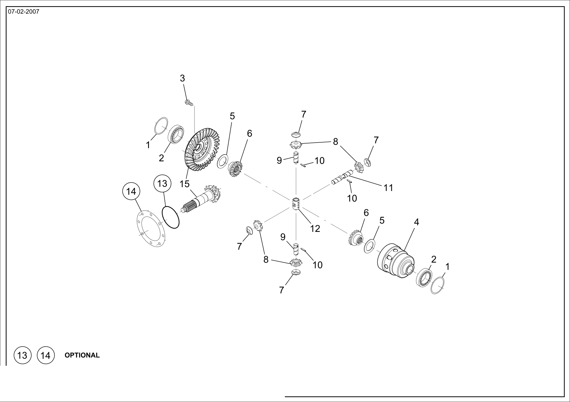 drawing for VENIERI 243.2.540 - BEVEL GEAR SET (figure 3)