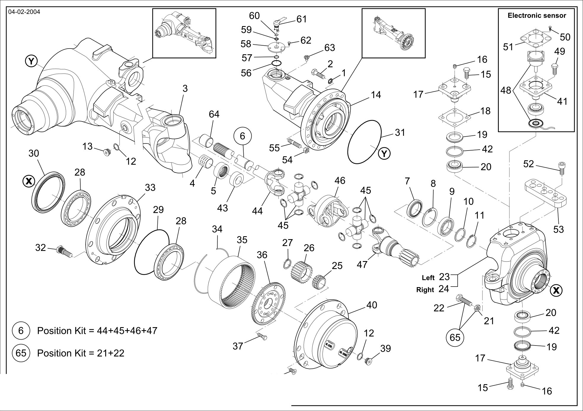 drawing for AGCO F404300020030 - HALF SHAFT HUB REDUCTION SIDE (figure 1)