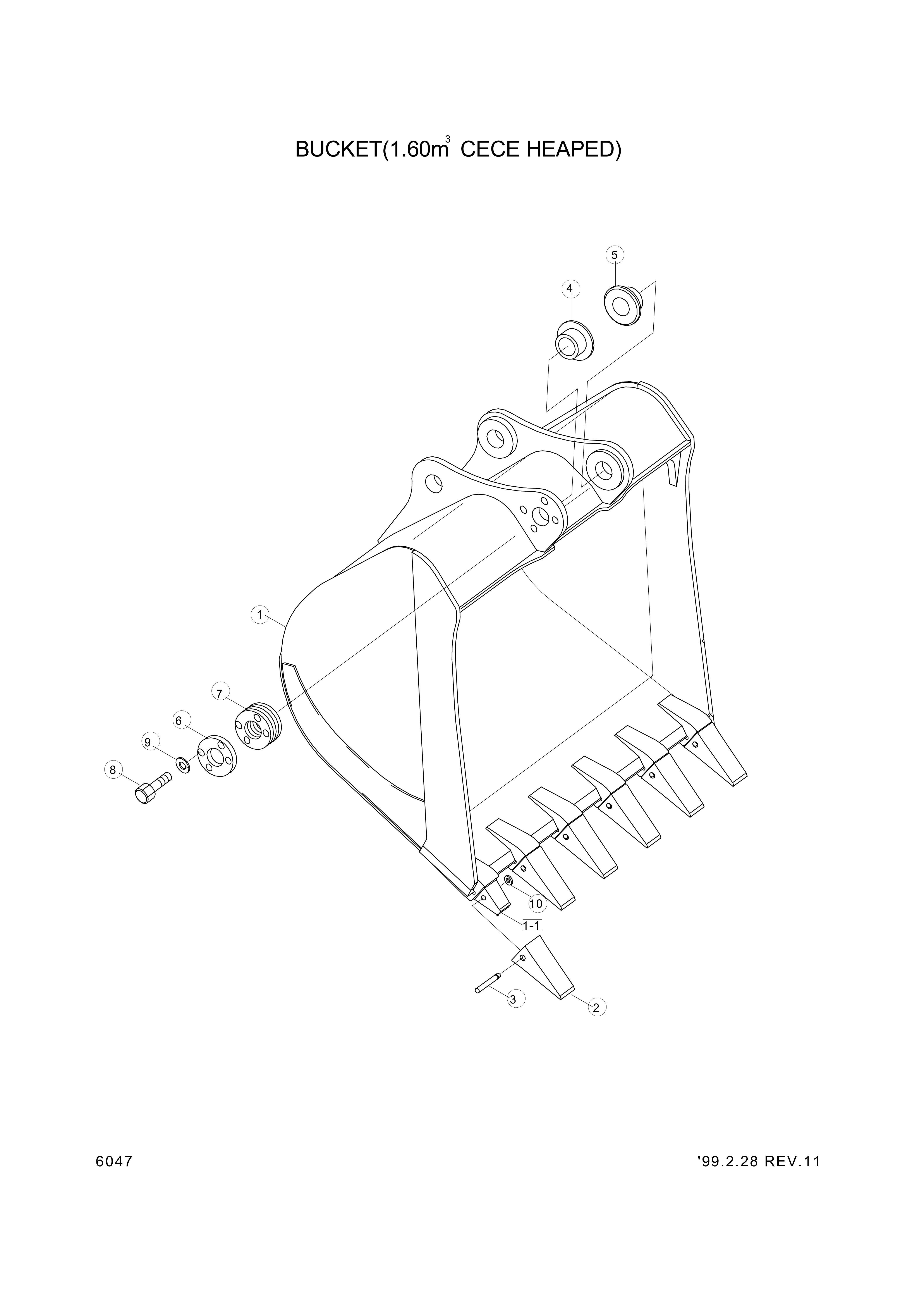 drawing for Hyundai Construction Equipment 61E9-3015 - BUCKET (figure 1)