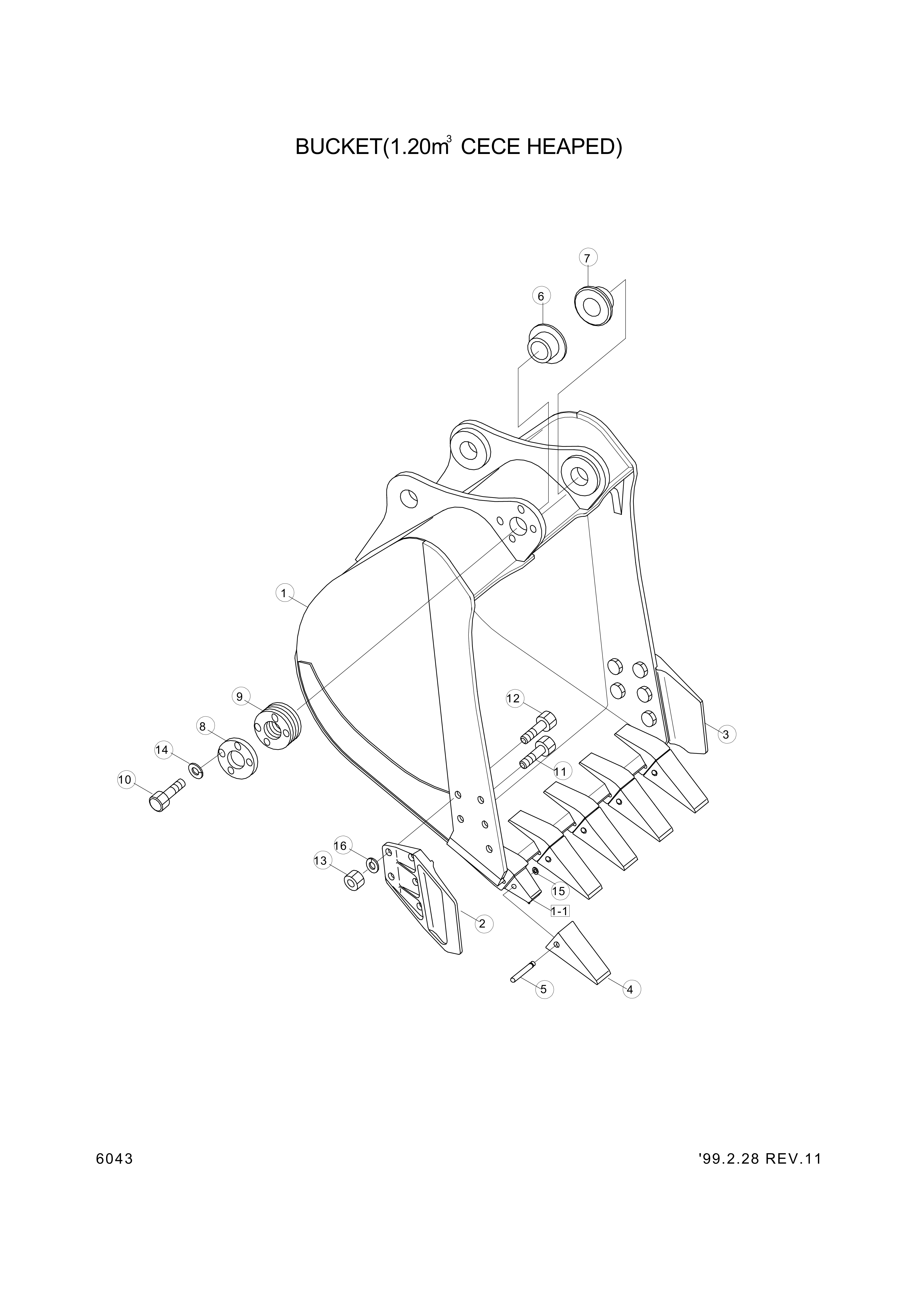 drawing for Hyundai Construction Equipment 61E9-3016 - BUCKET (figure 1)