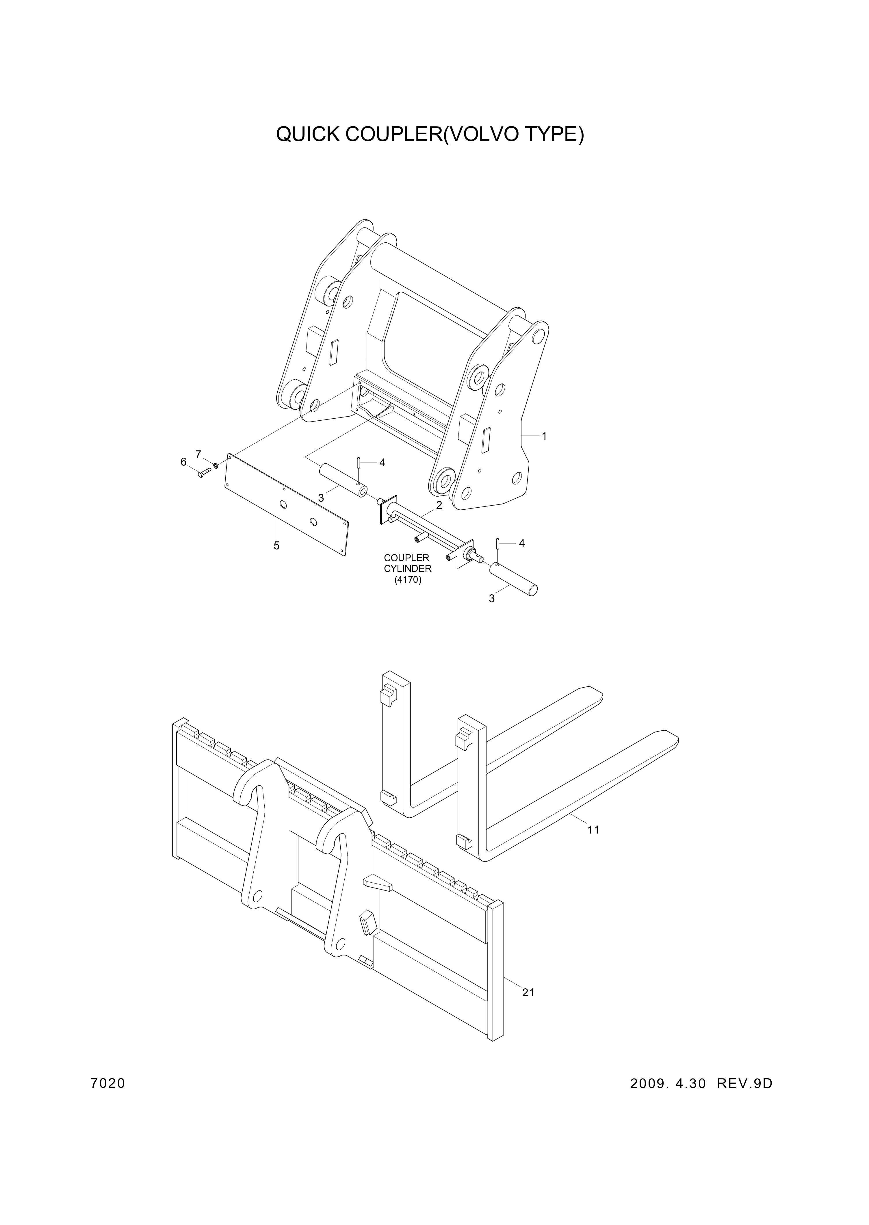 drawing for Hyundai Construction Equipment 61LG-80010-P - CARRIAGE-FORK (figure 3)